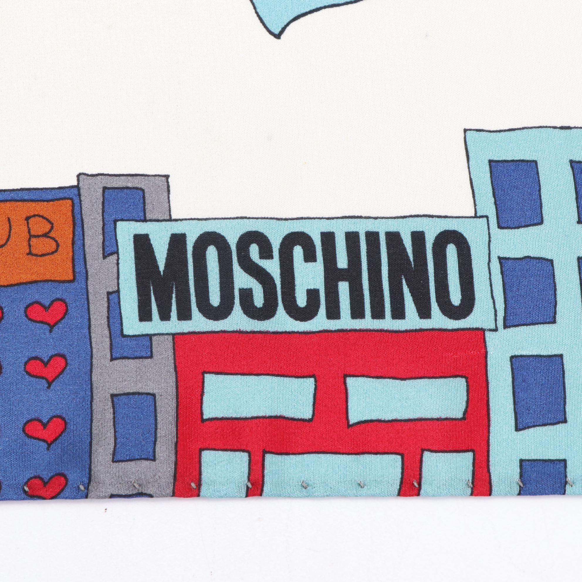 Moschino "Ooh Popeye" Scarf in Silk with Popeye and Olive Oyl