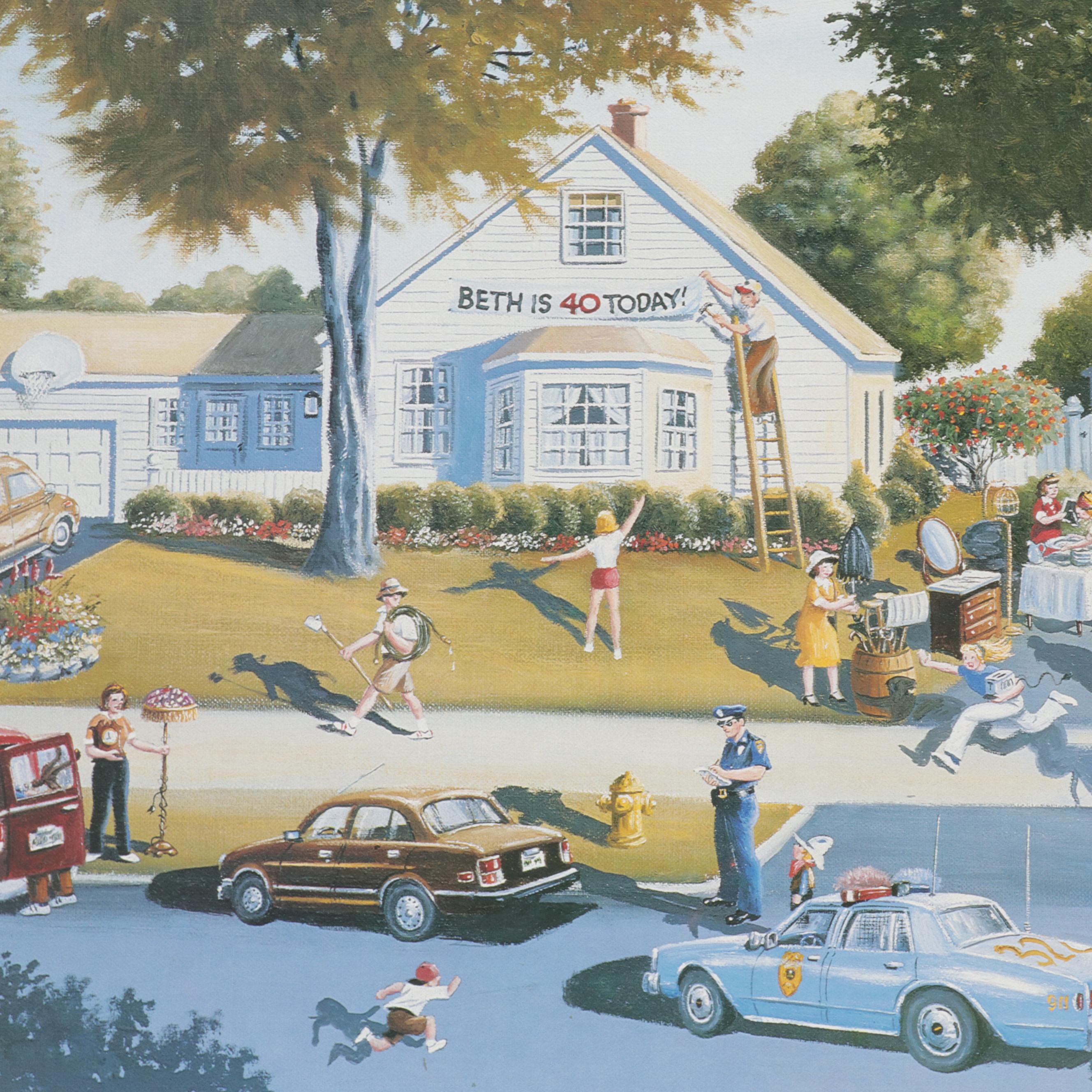 Offset Lithograph After James Wallace Baker "Saturday Morning in Colonial Hills"