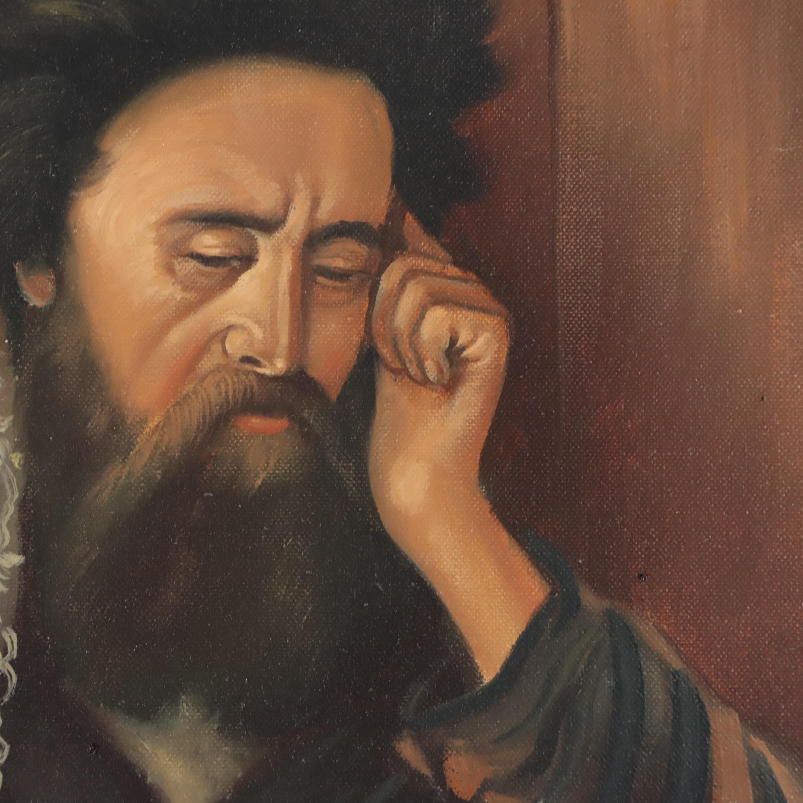 Portrait Oil Painting of a Rabbi Reading
