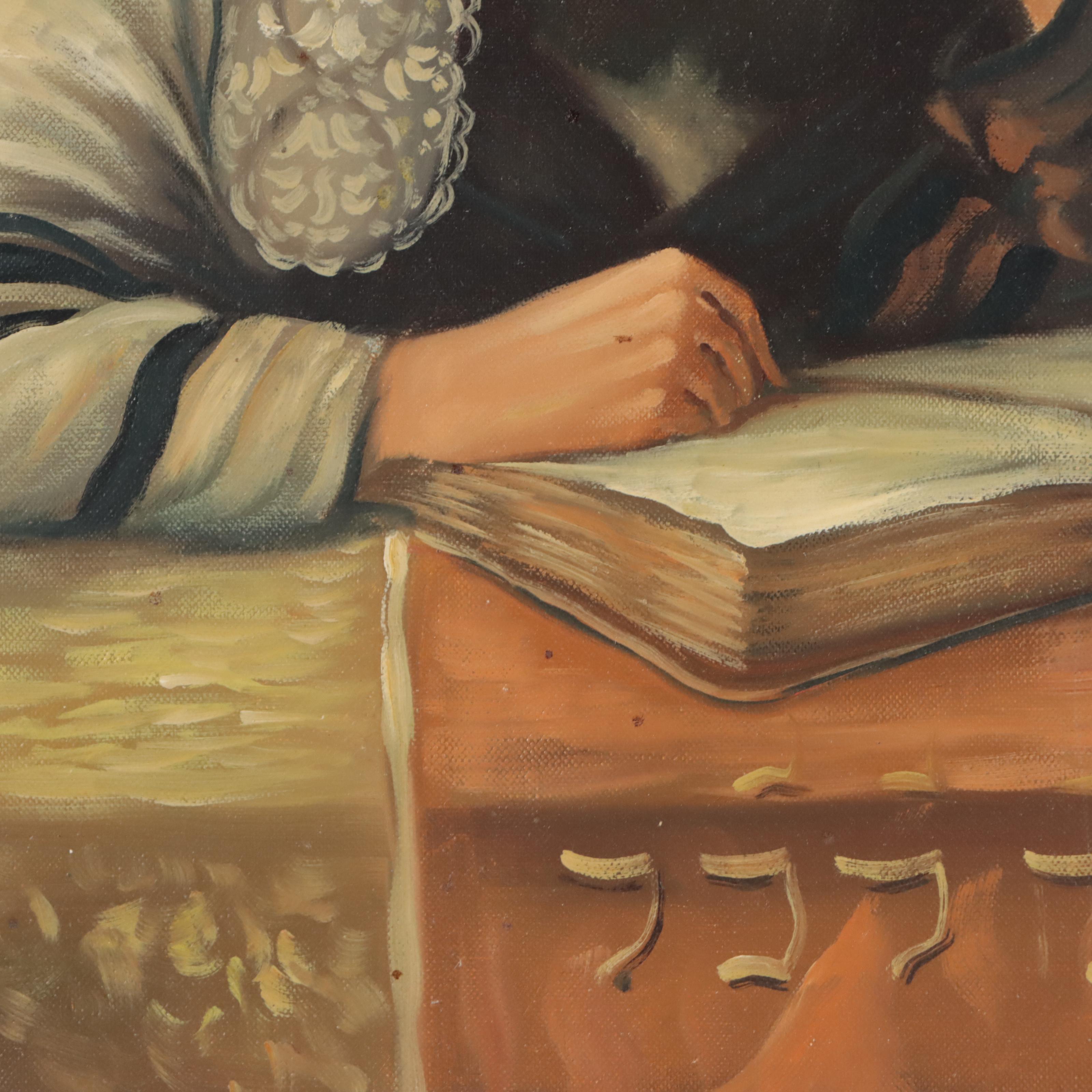 Portrait Oil Painting of a Rabbi Reading