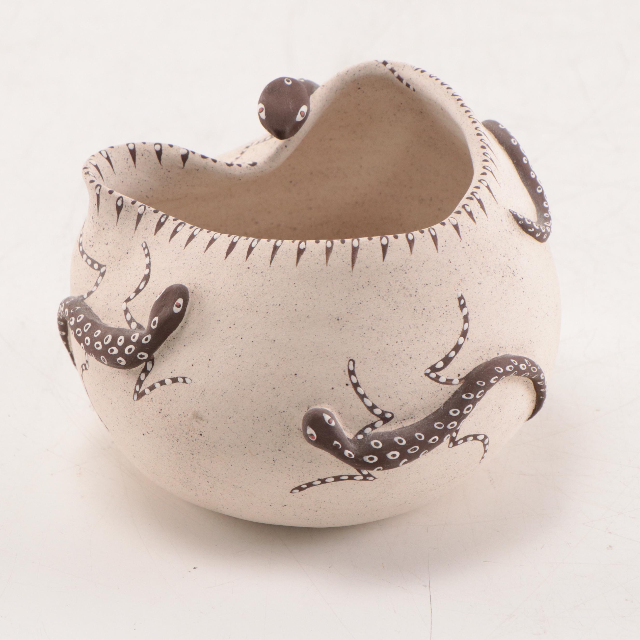 Kayote Lizard Motif Ceramic Bowl, 1999