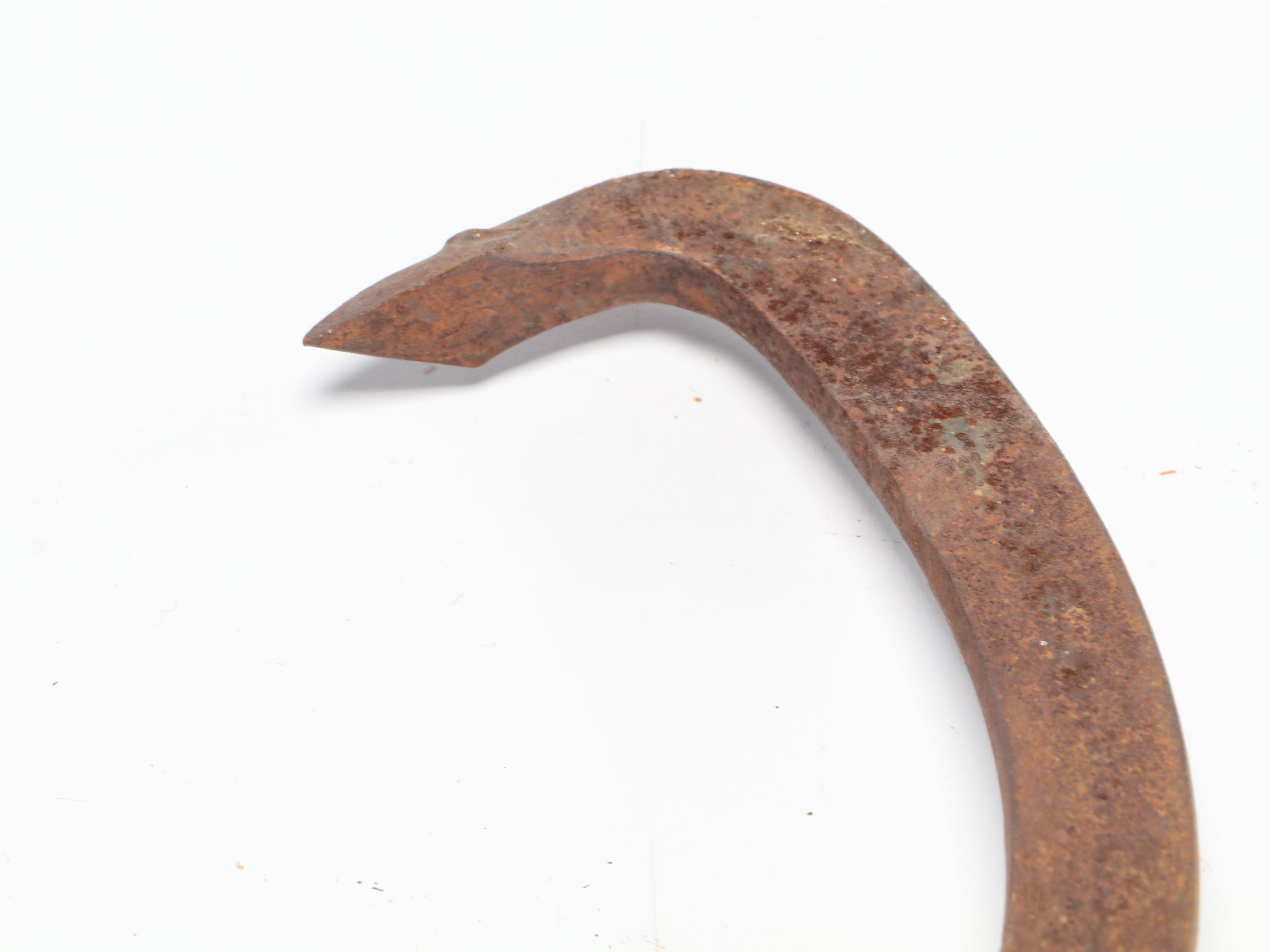 Wrought Iron Ice Tongs With Hay Saw, Late 19th/ Early 20th Century