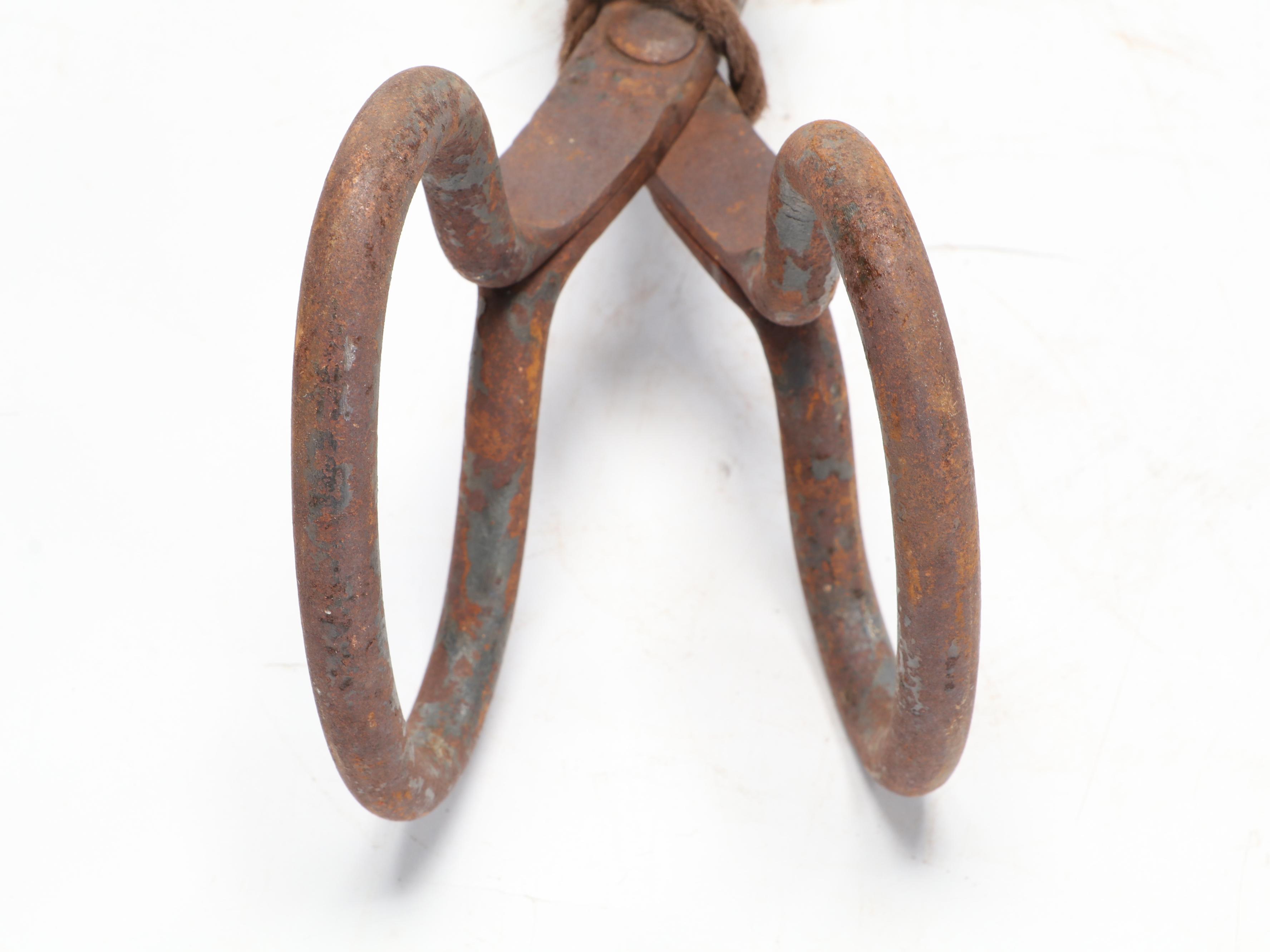 Wrought Iron Ice Tongs With Hay Saw, Late 19th/ Early 20th Century