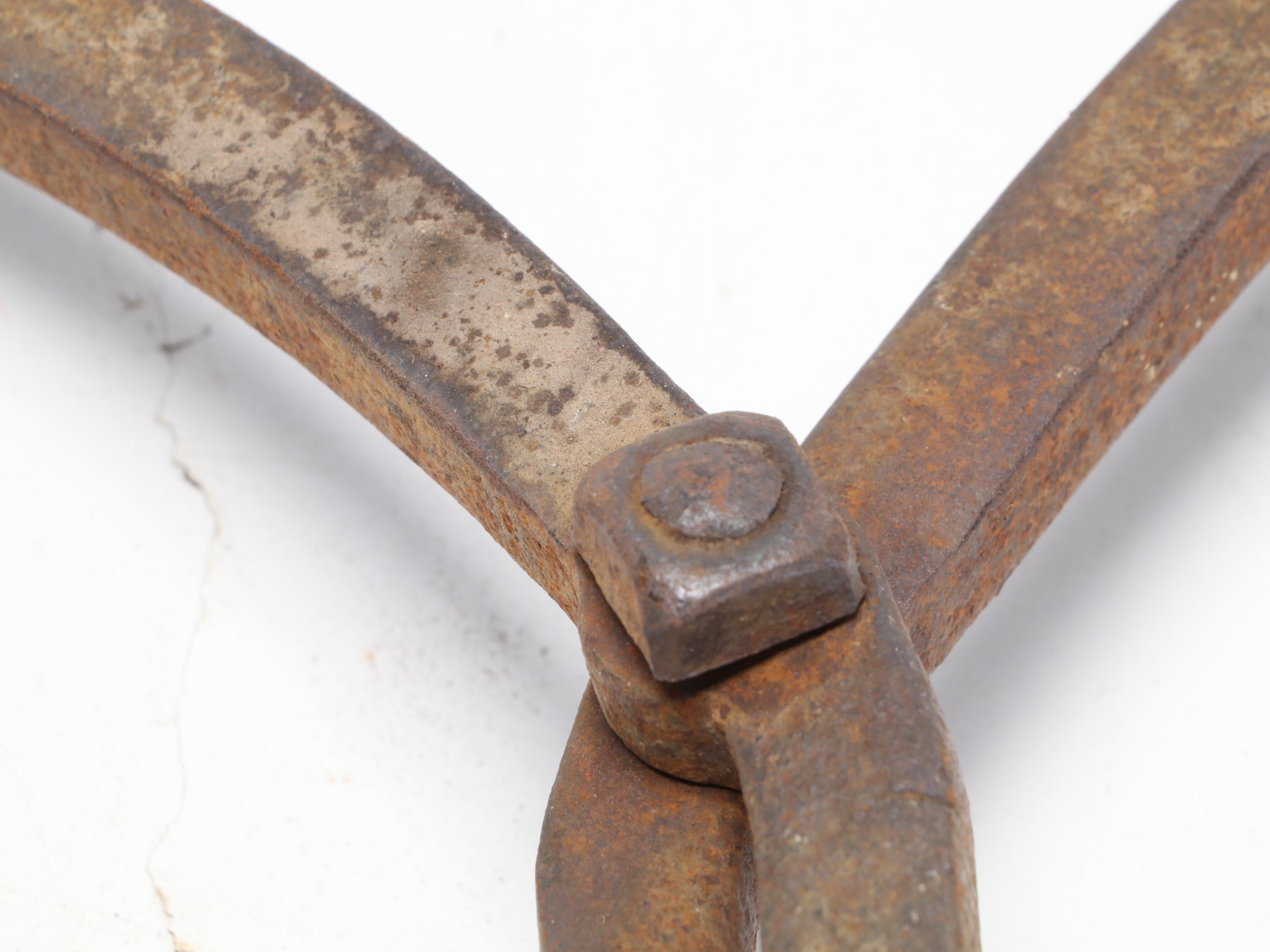 Wrought Iron Ice Tongs With Hay Saw, Late 19th/ Early 20th Century