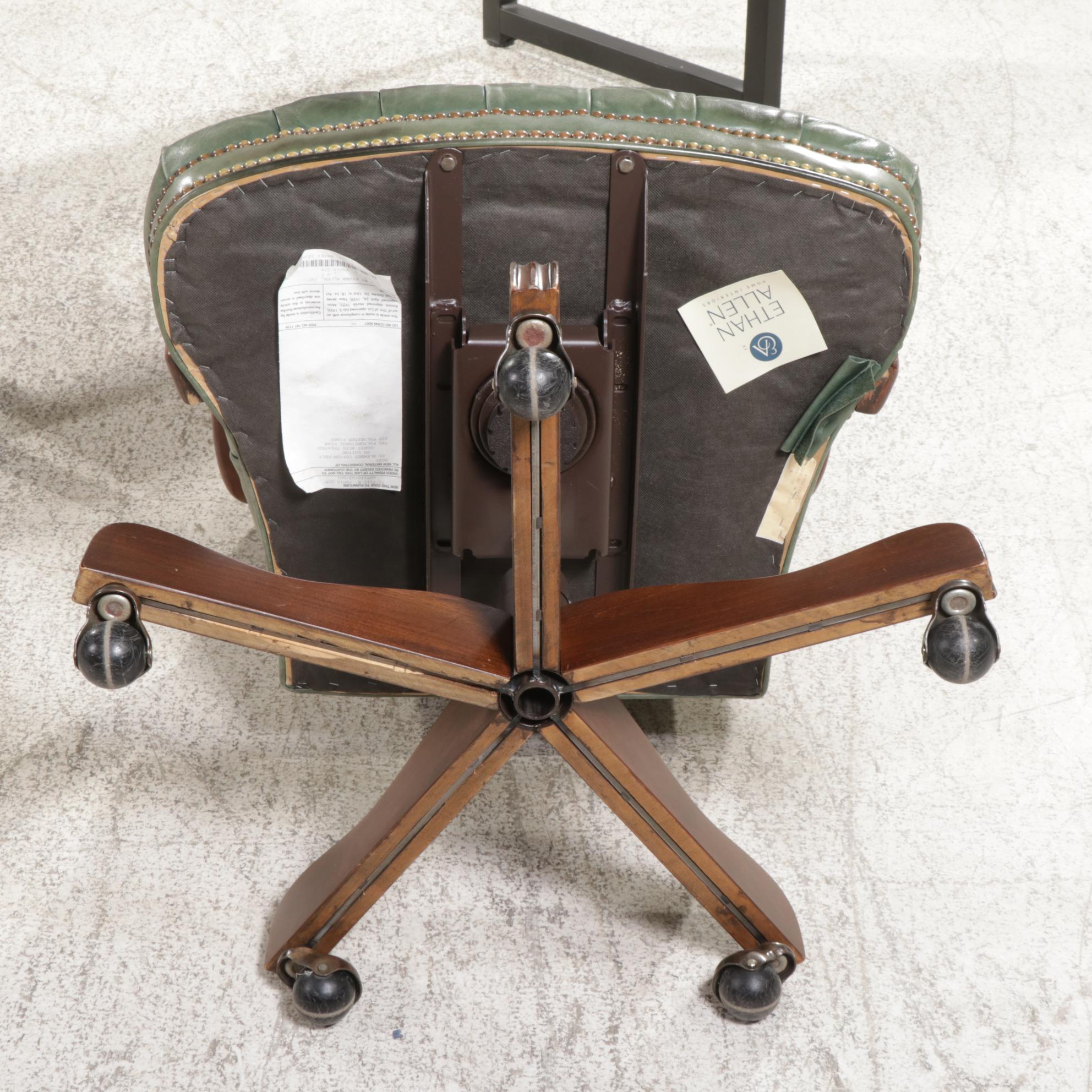 Ethan Allen Georgian Style Leather Office Chair with Contemporary Desk