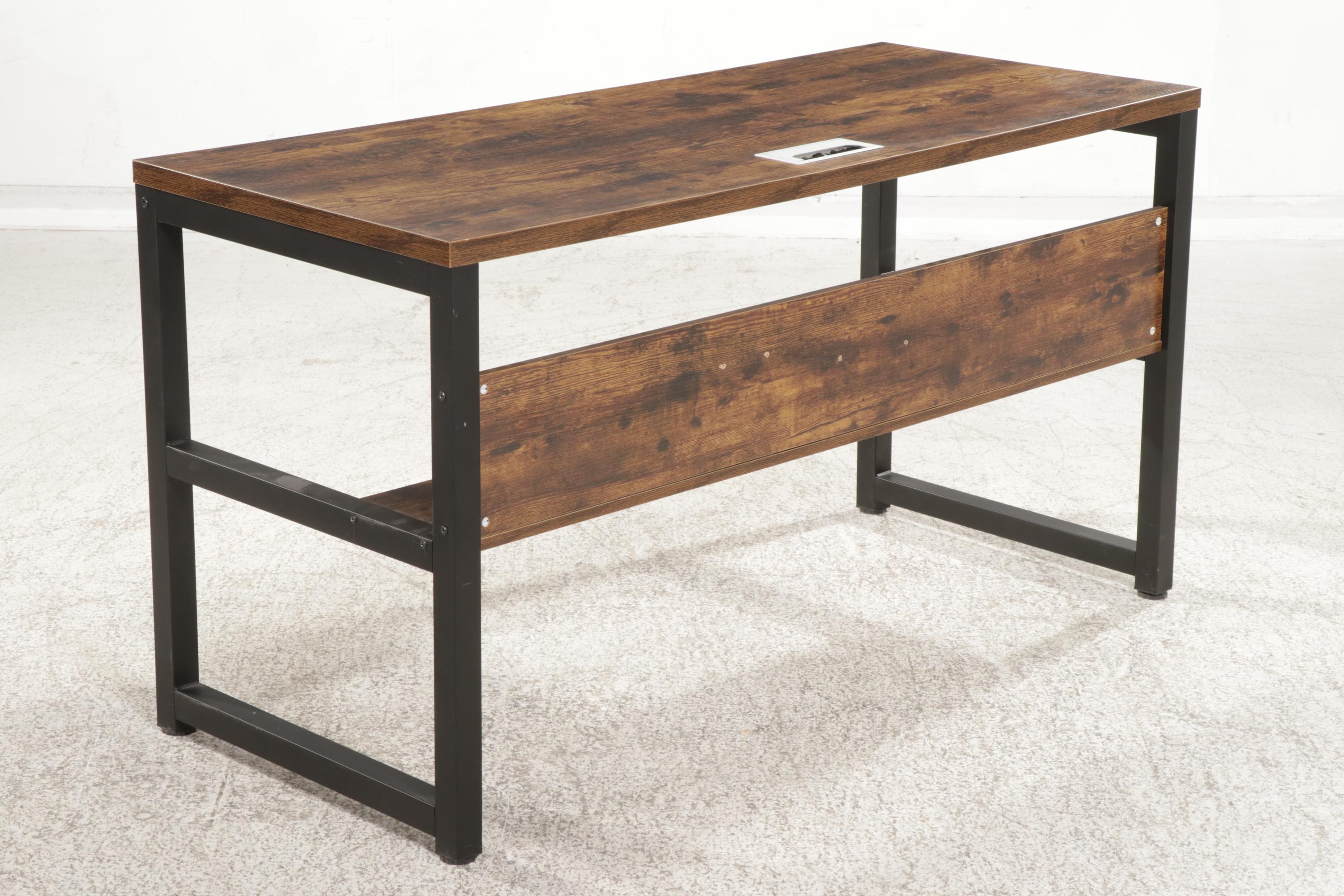 Ethan Allen Georgian Style Leather Office Chair with Contemporary Desk