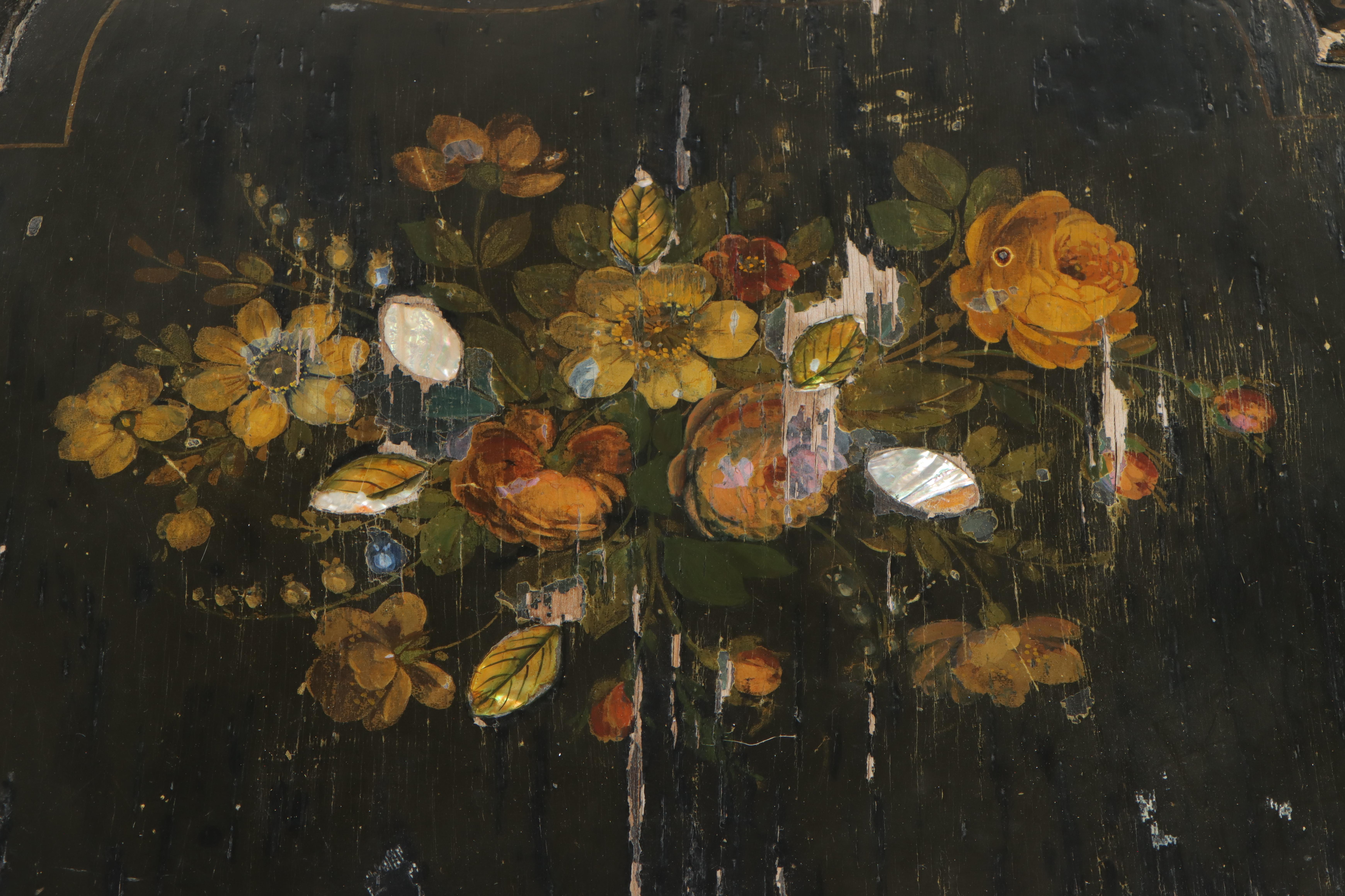 Victorian Papier-mâché Tray on Stand Coffee Table, 19th Century and Adapted