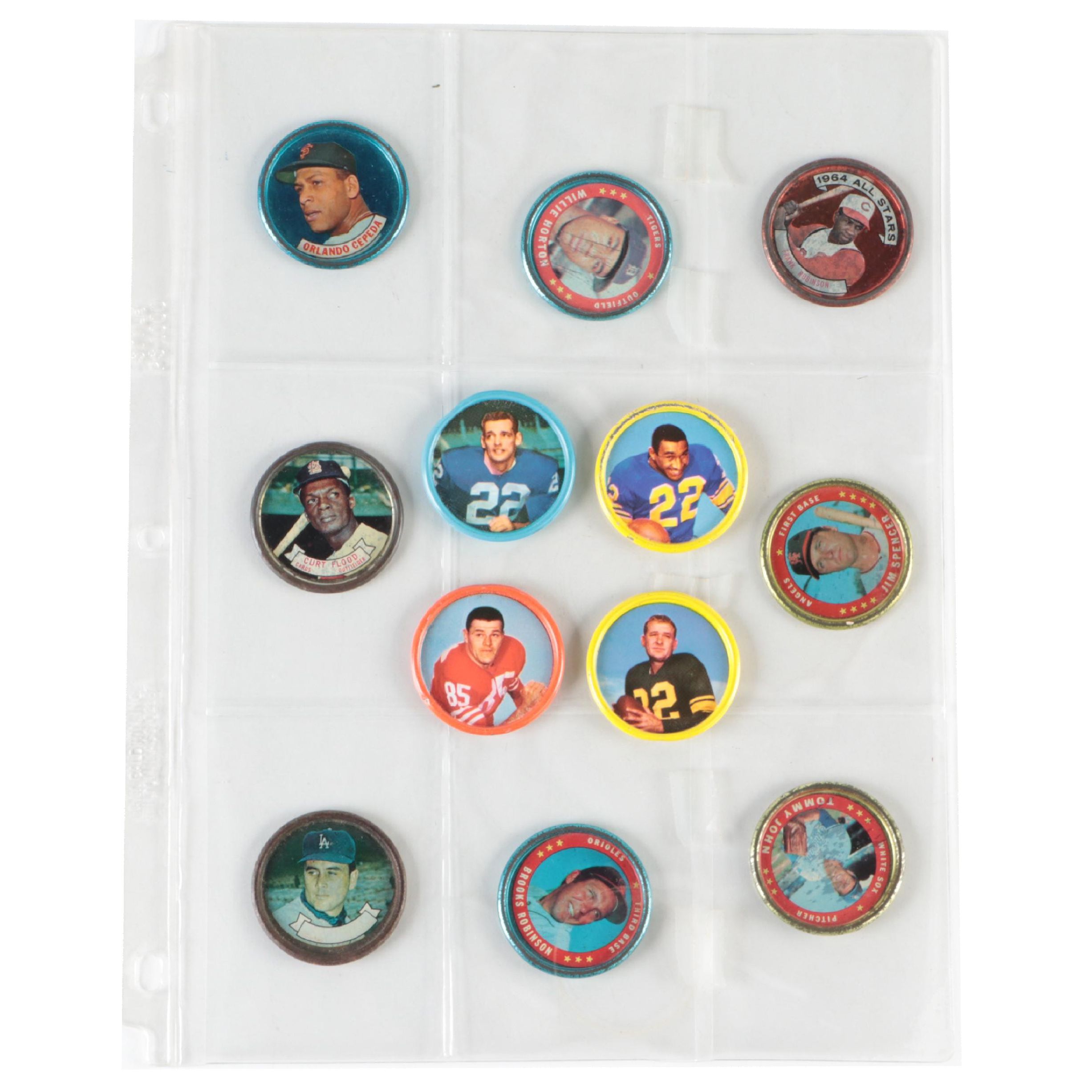 Topps Baseball and Salada Football Coins Including Layne, Robinson, More, 1960s