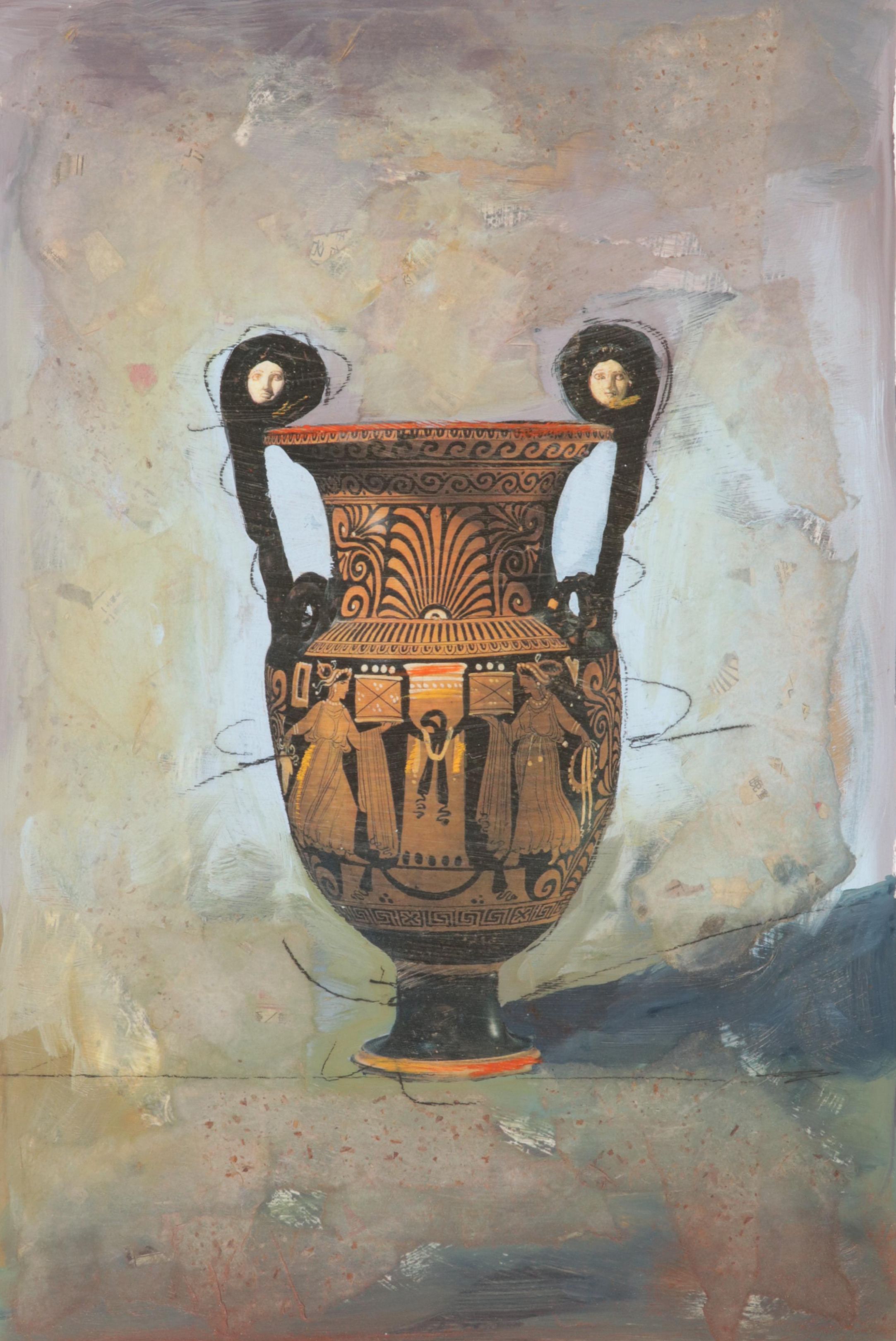 Starlie Sokol-Hohne Mixed Media Monoprint of Grecian Urn, Circa 2000