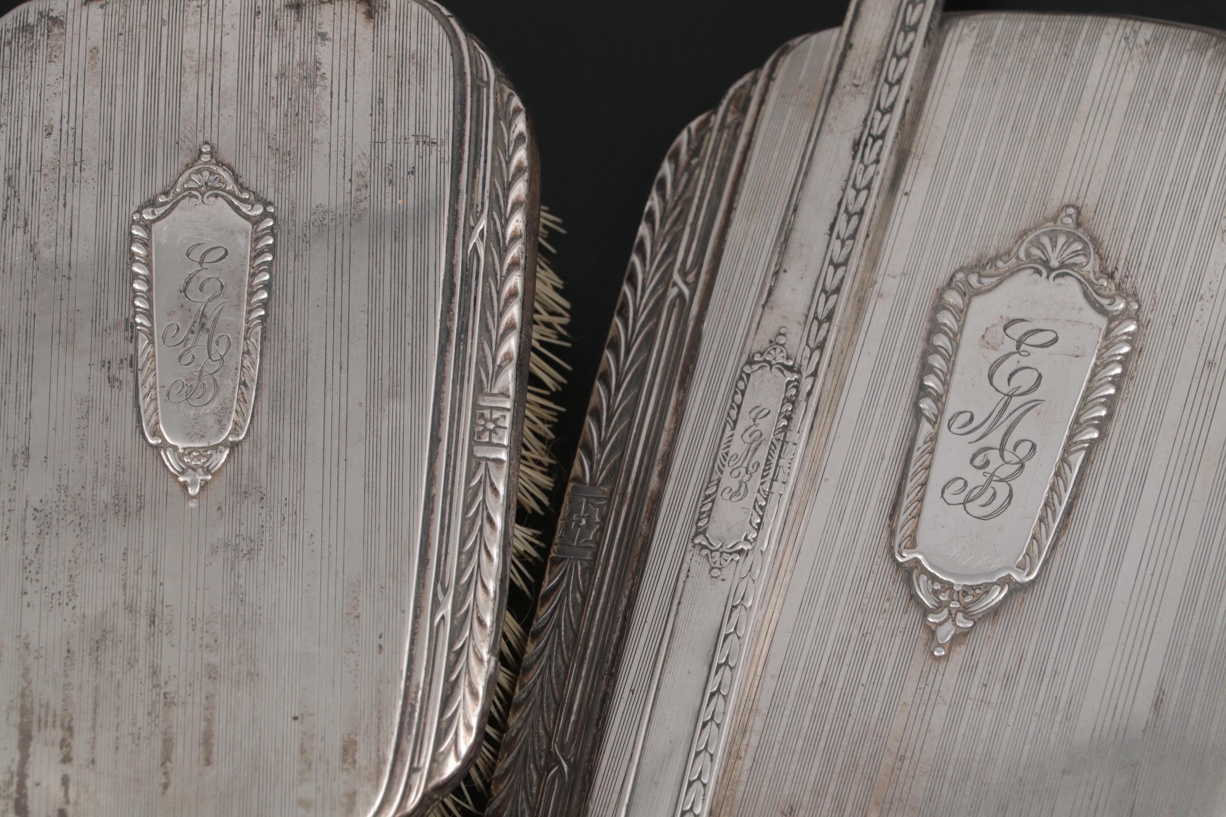 Sterling Silver Hand Mirrors and Brushes with Other Cigarette Cases and Décor