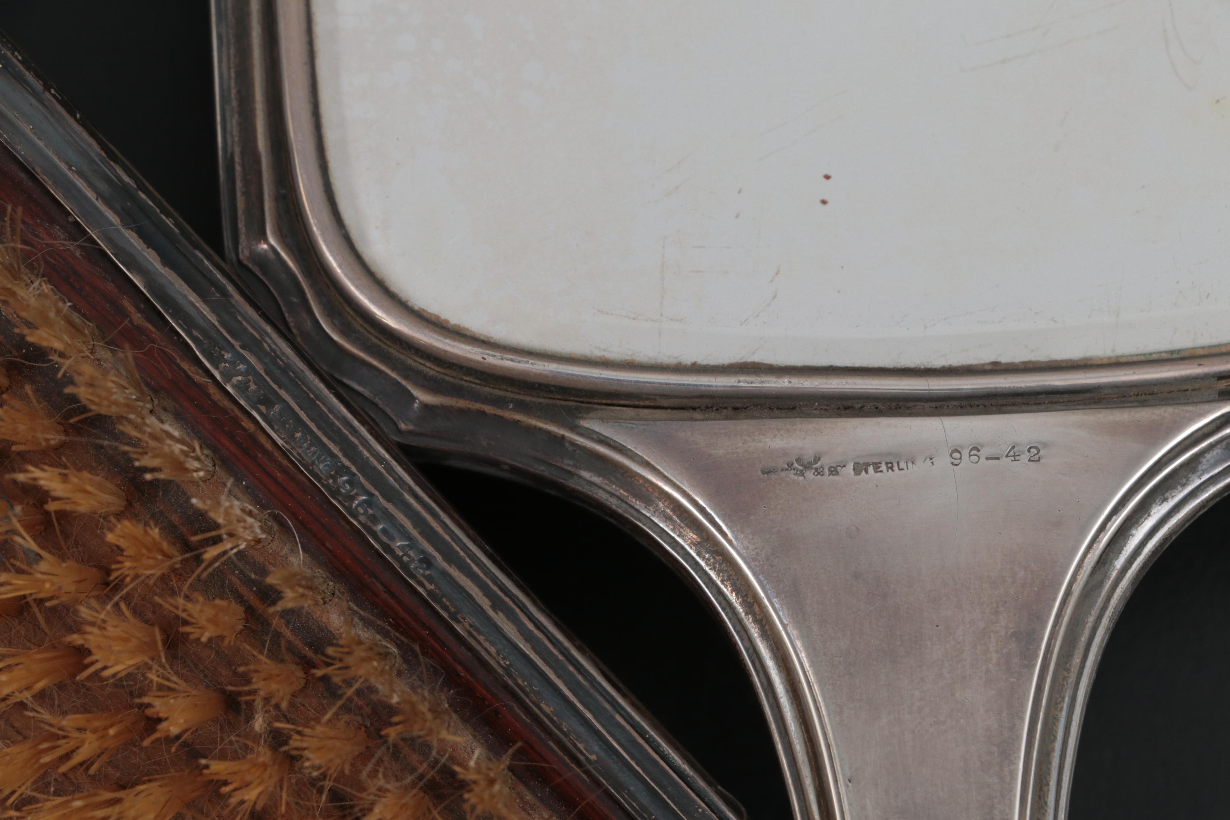 Sterling Silver Hand Mirrors and Brushes with Other Cigarette Cases and Décor
