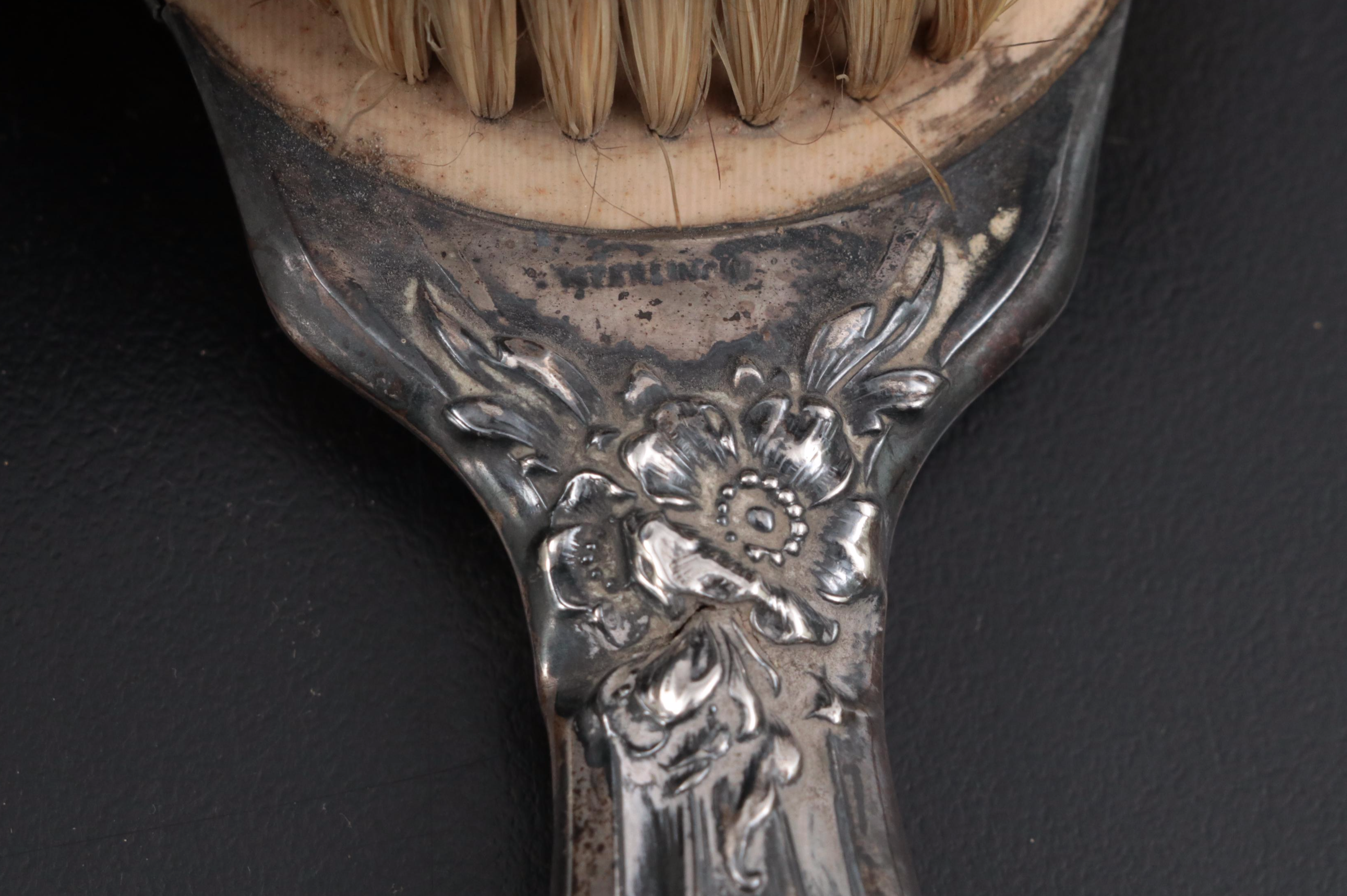 Sterling Silver Hand Mirrors and Brushes with Other Cigarette Cases and Décor
