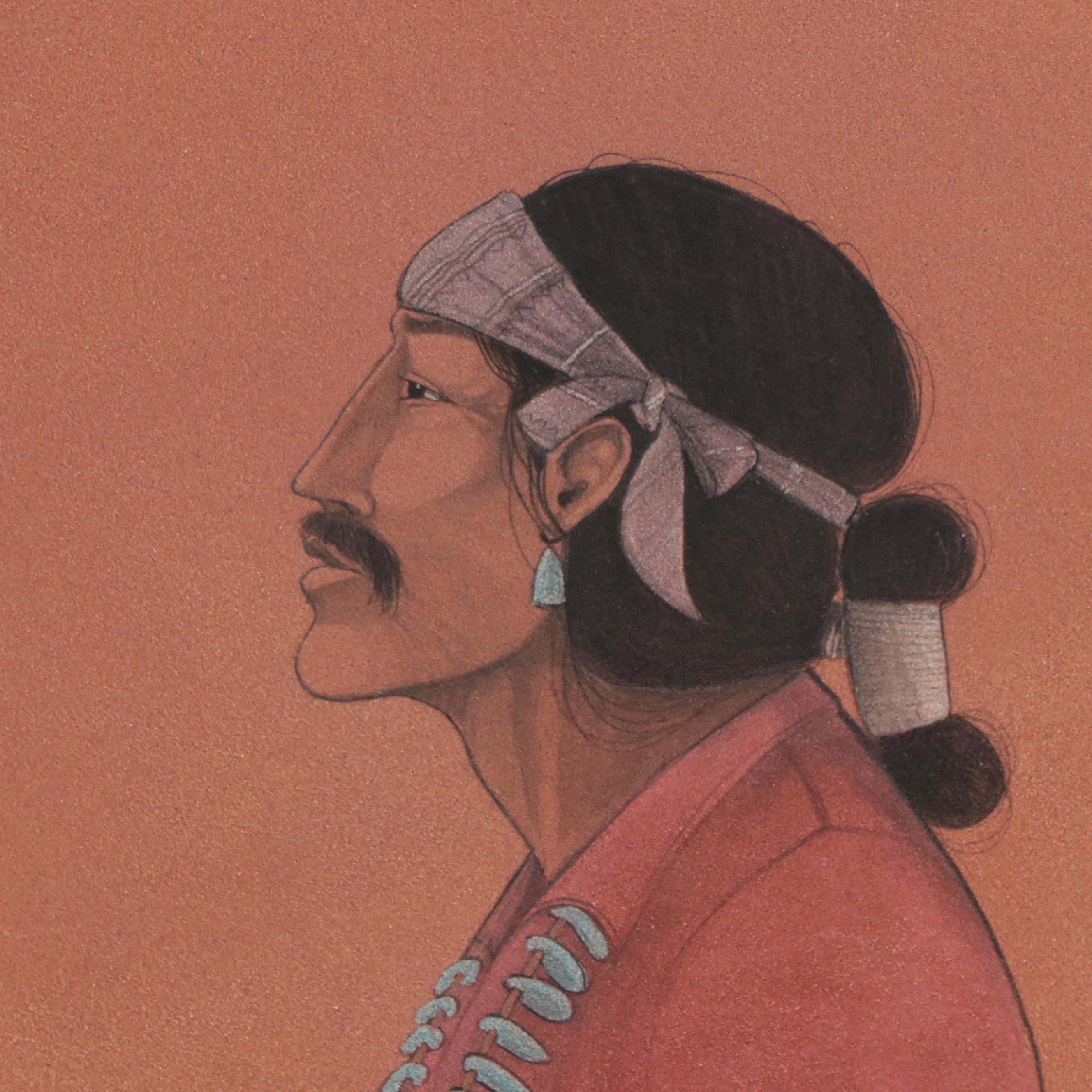 Floyd Lee Portrait Navajo Sand Painting, 1994