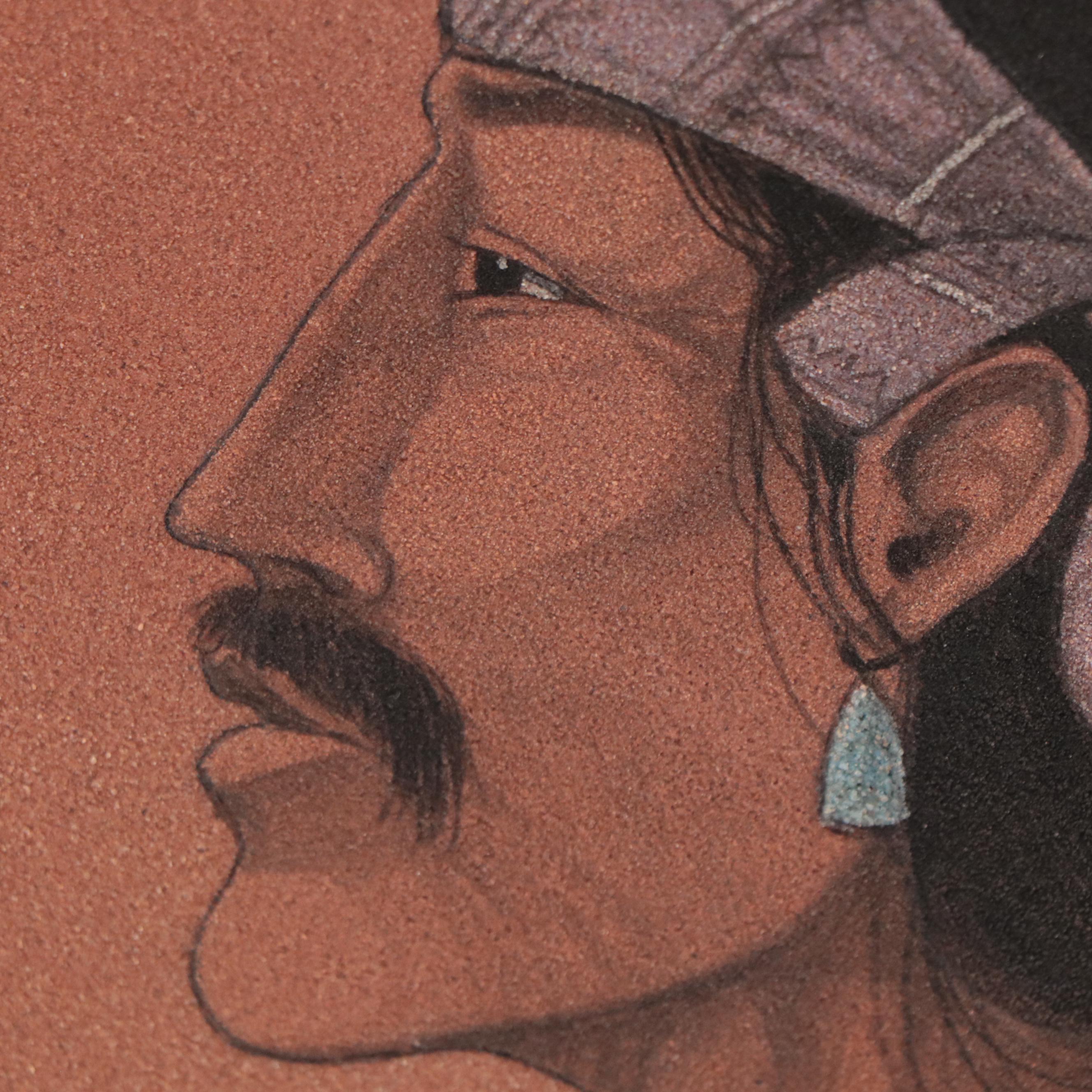 Floyd Lee Portrait Navajo Sand Painting, 1994