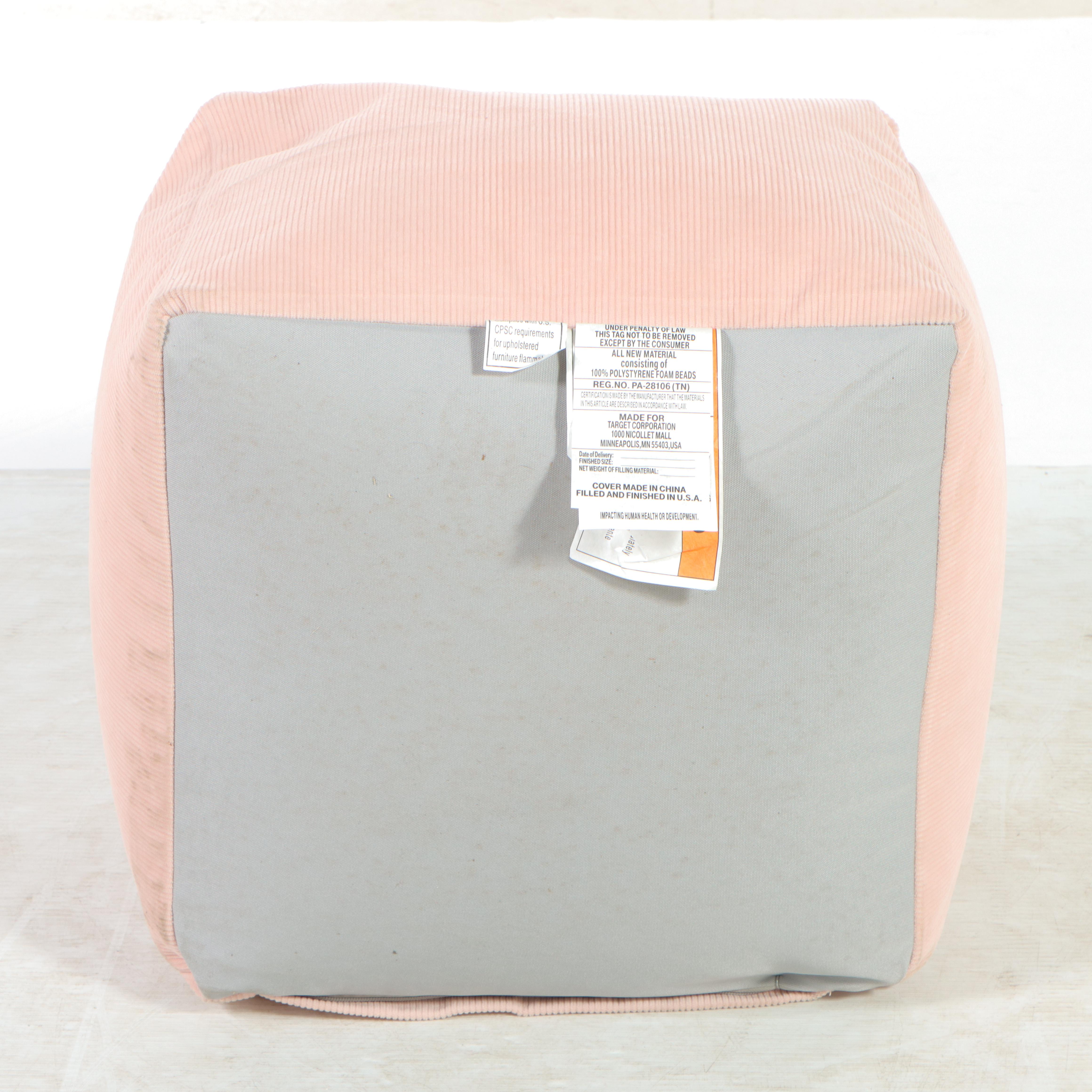 4' x 5'6 Machine Made Room Essentials Shag Area Rug and Corduroy Pouf