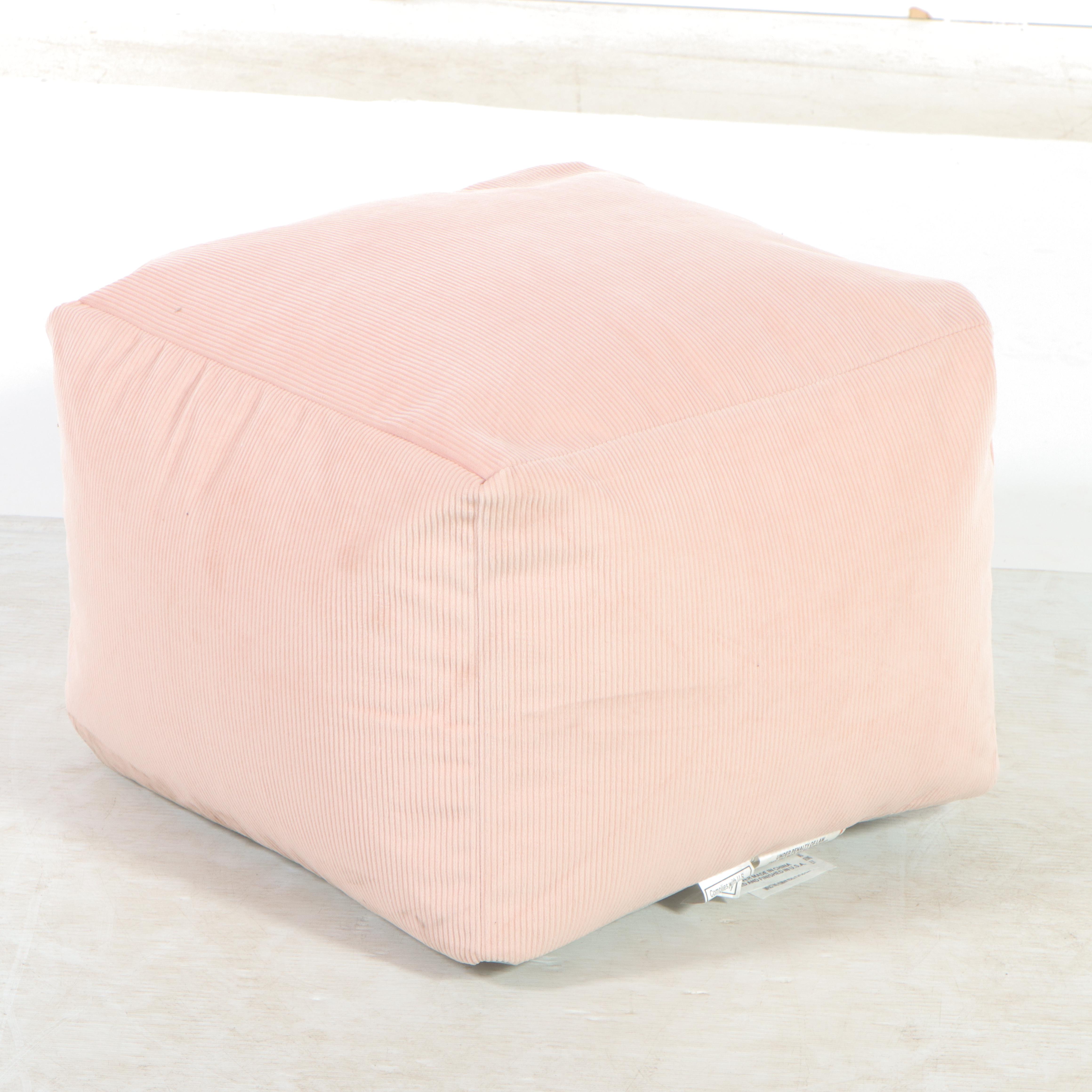 4' x 5'6 Machine Made Room Essentials Shag Area Rug and Corduroy Pouf