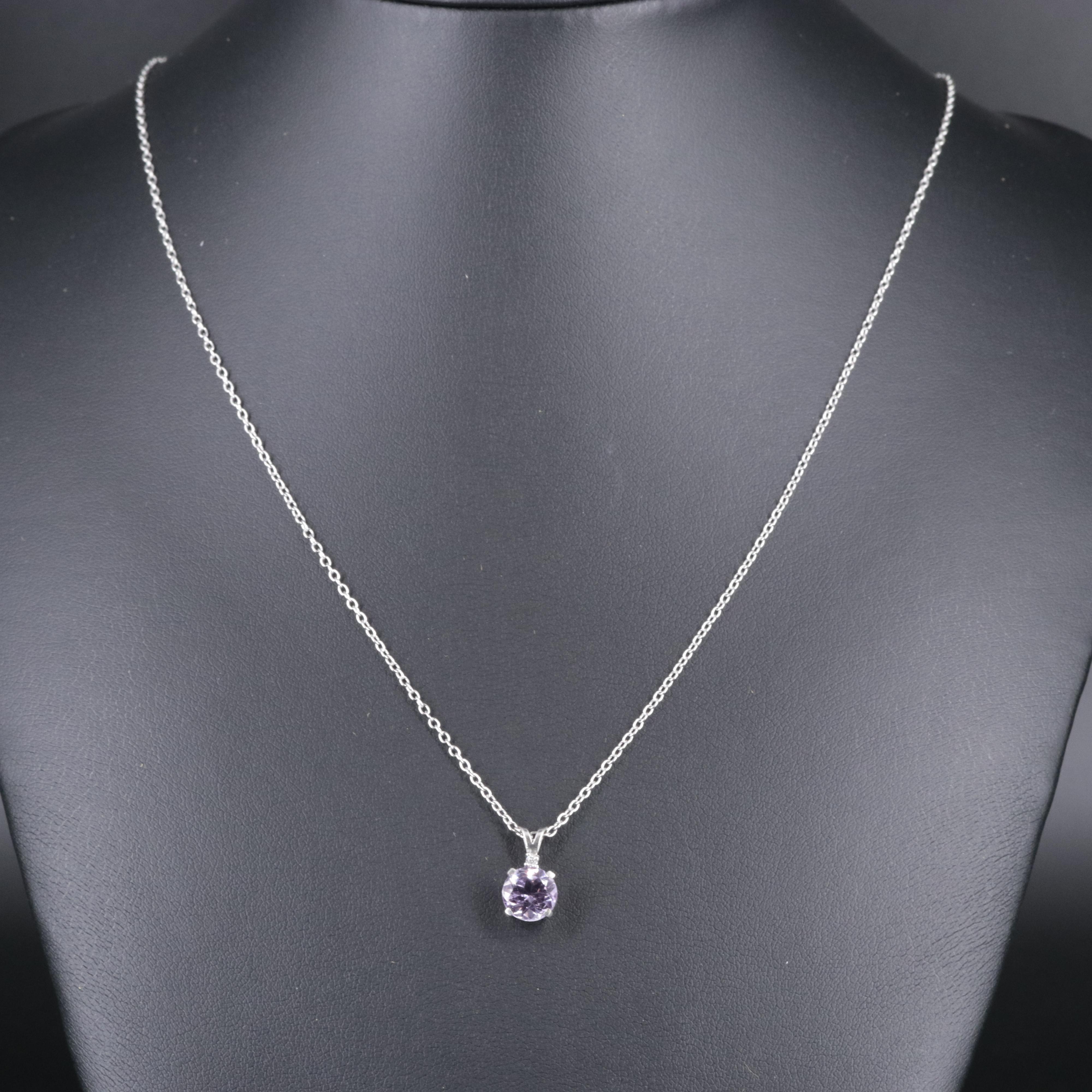 Sterling Silver Pendant Necklace Including Amethyst