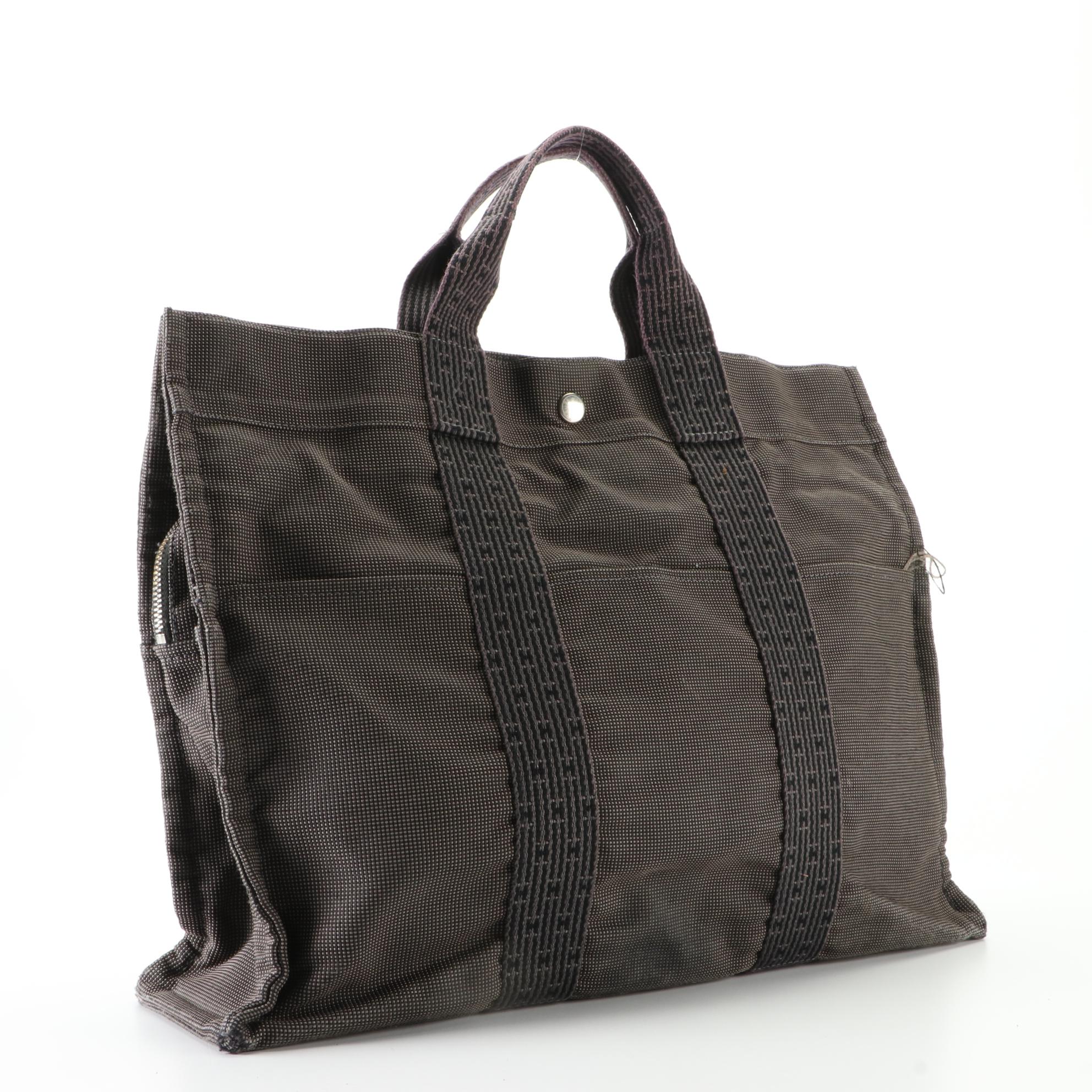 Hermès Herline Fourre Tout in Grey Nylon