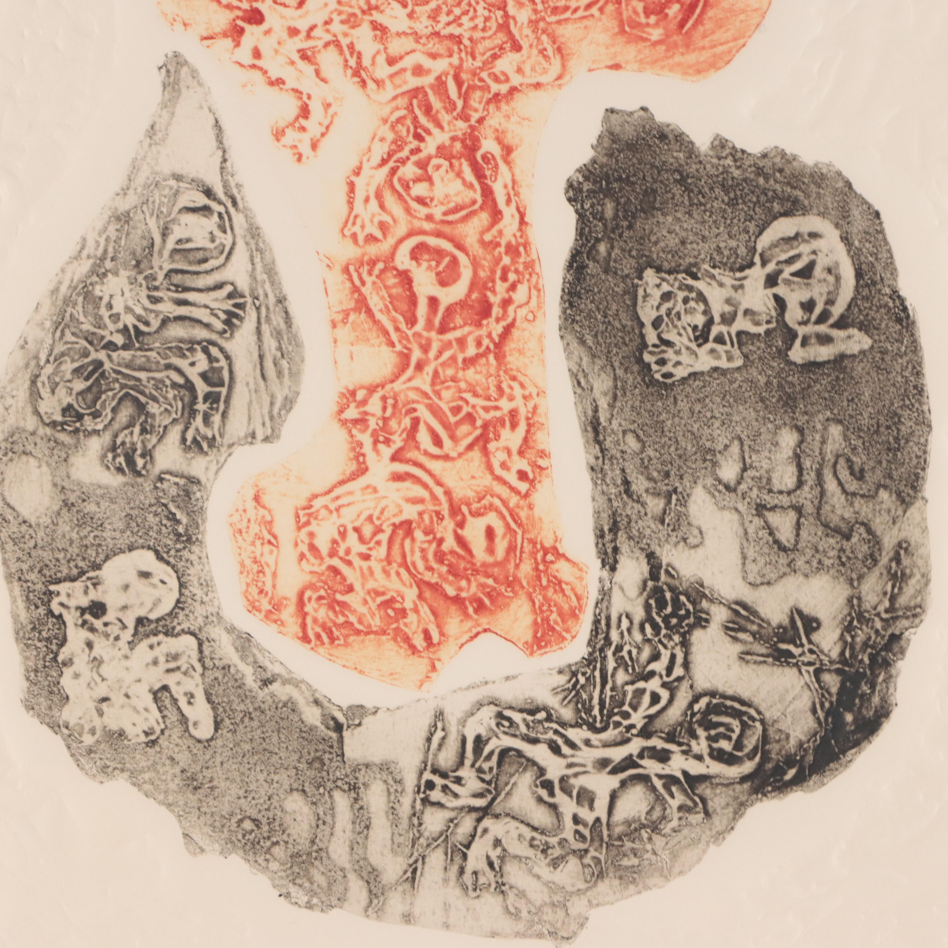 Gabrielle Brill Collagraph "The Moon is Down,"  1973