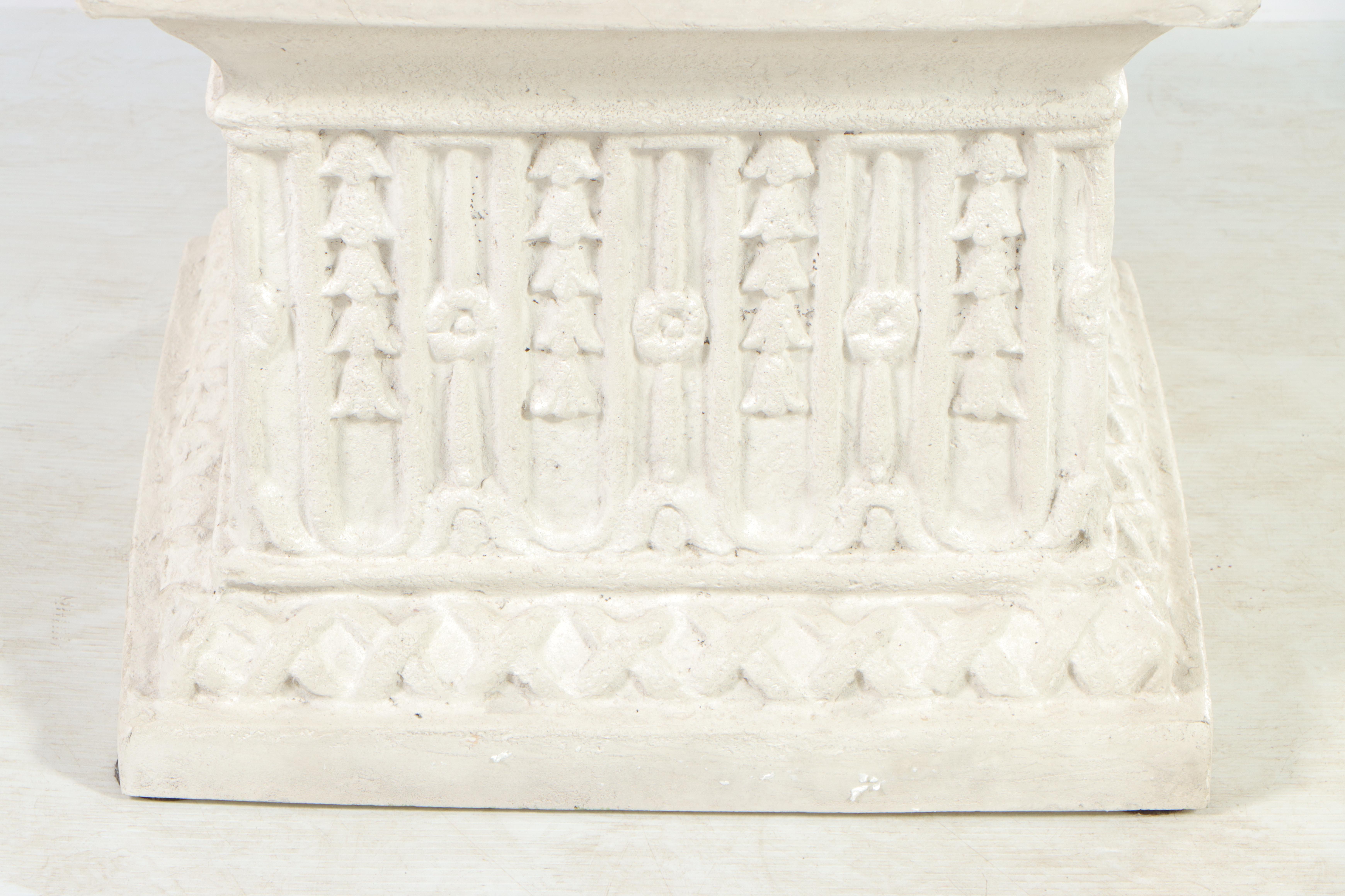 Pair of Stone-Finish Fiberglass Pedestals / Low End Tables