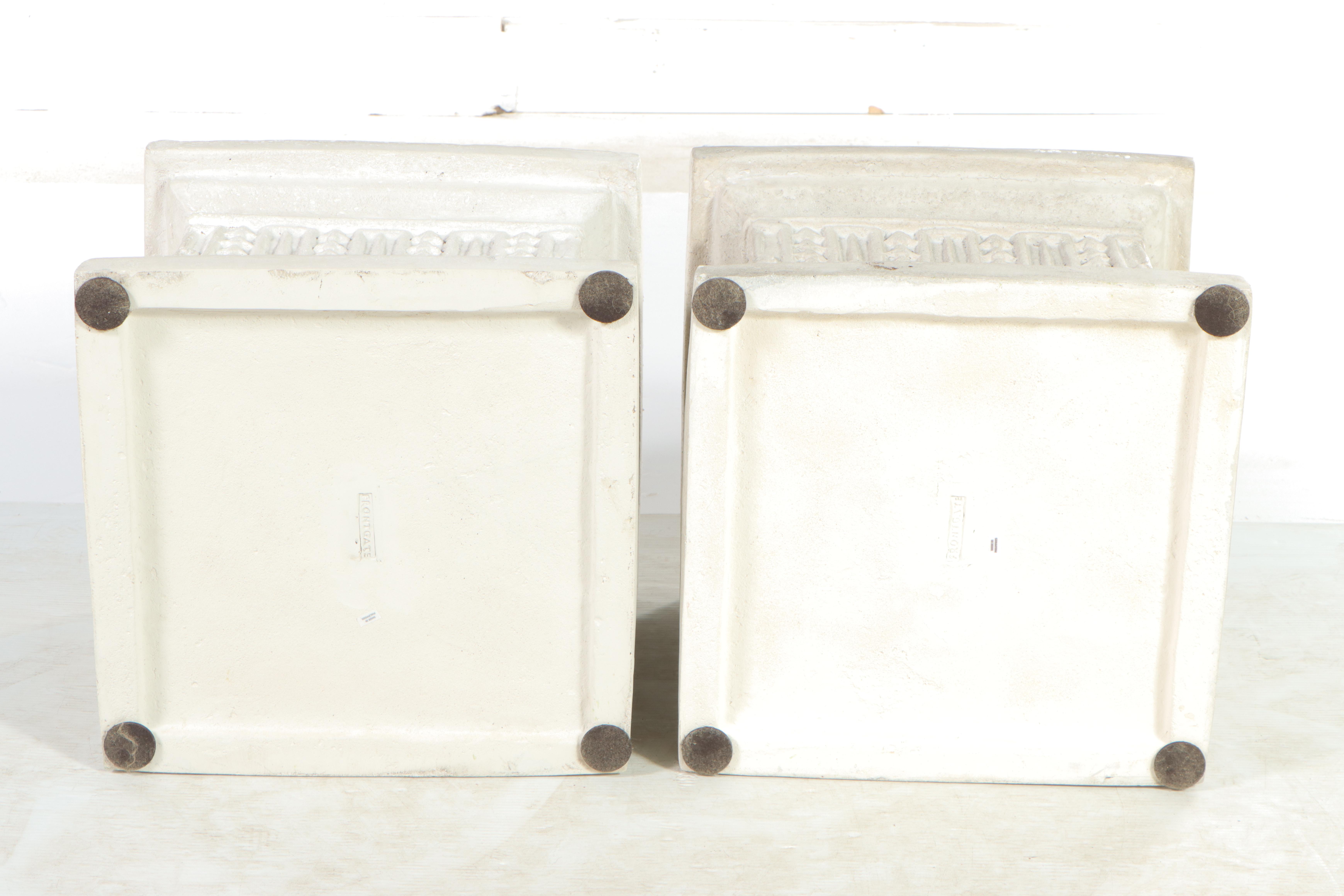 Pair of Stone-Finish Fiberglass Pedestals / Low End Tables