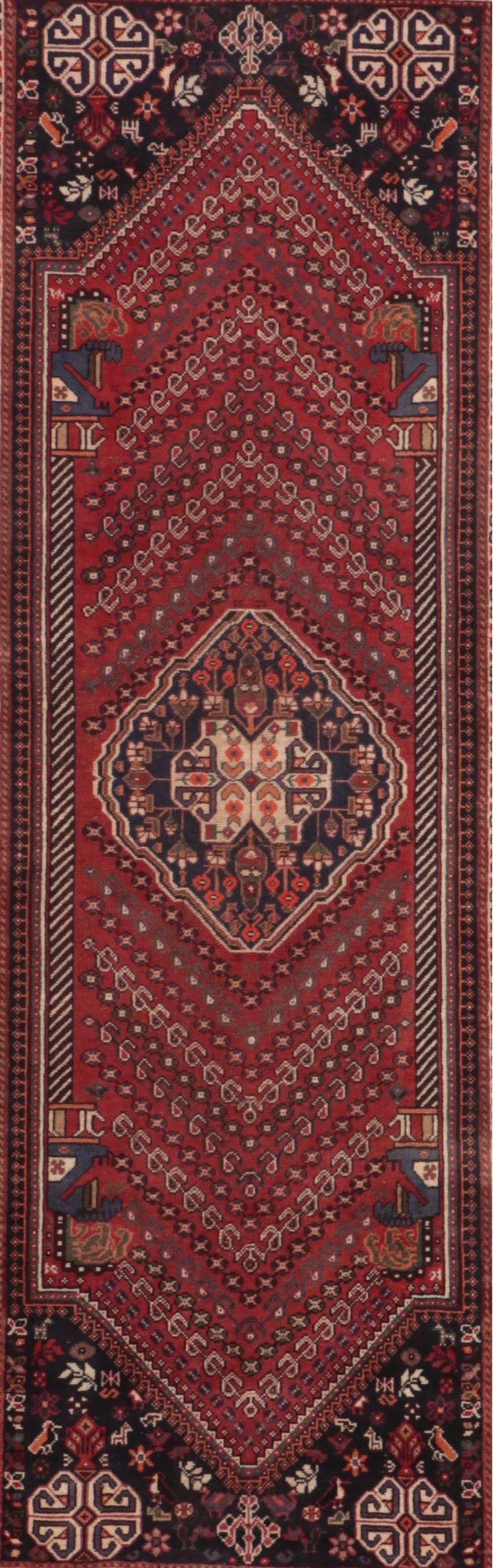 3'1 x 9'4 Hand-Knotted Persian Qashqai Long Rug