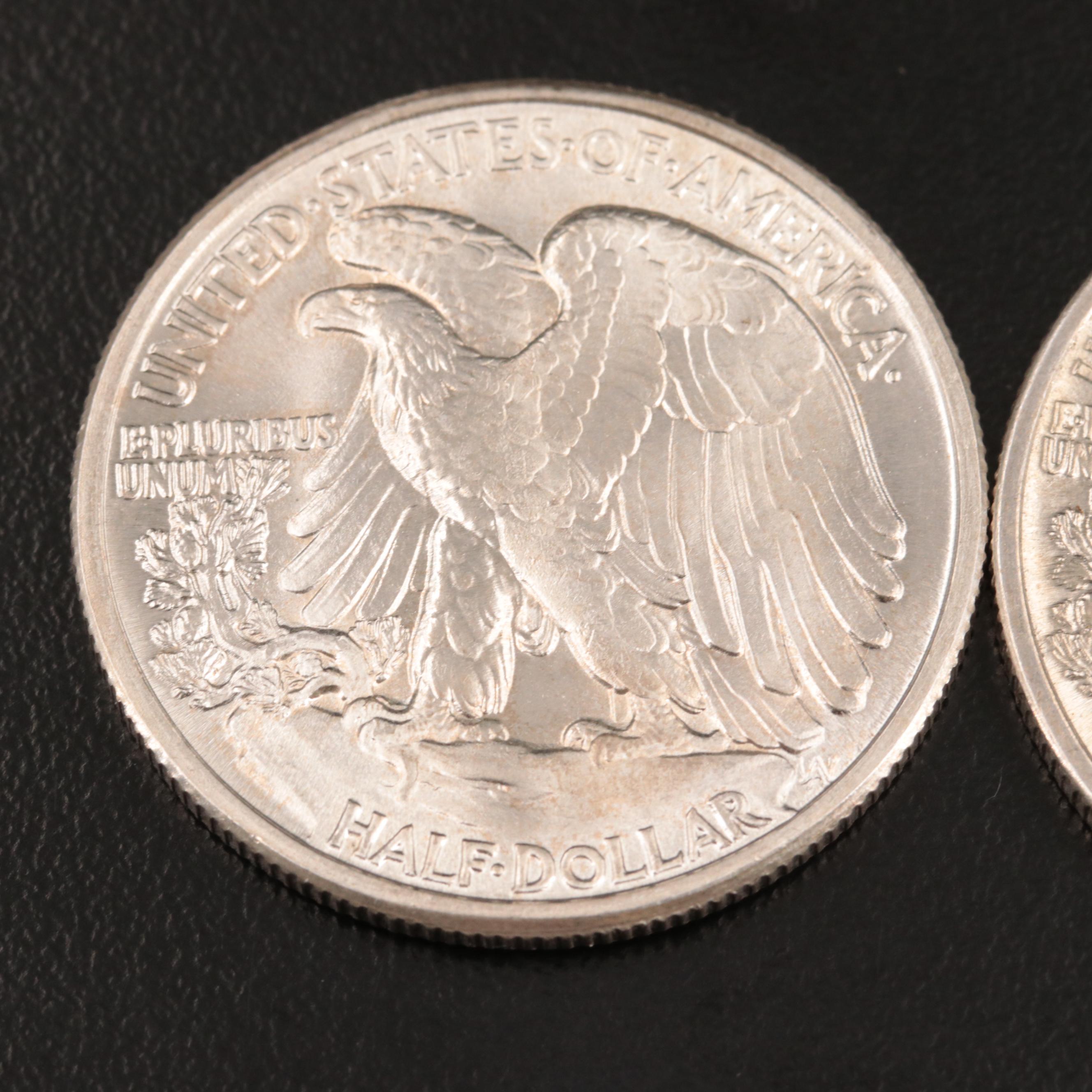 Uncirculated 1942 and 1943 Walking Liberty Half Dollars
