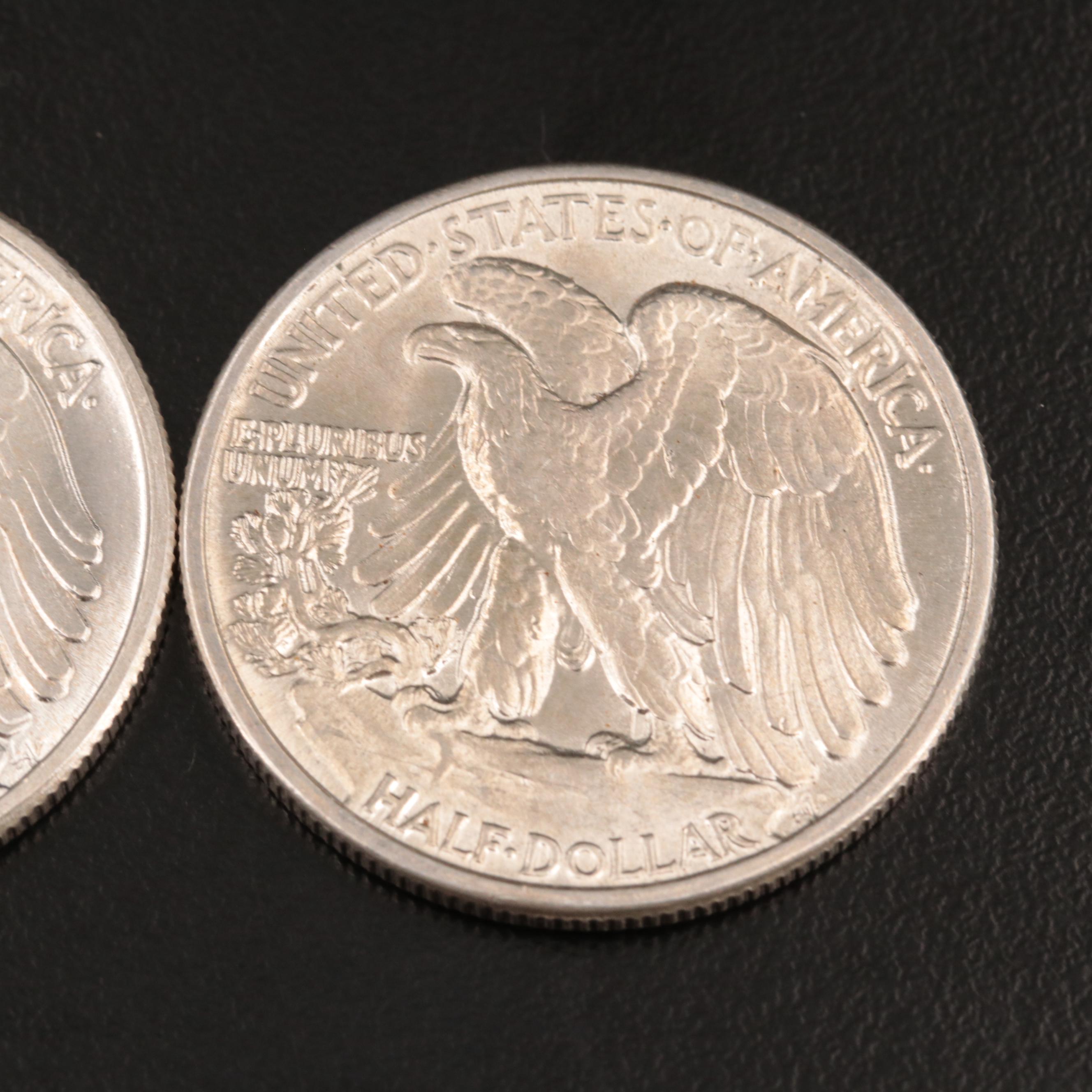 Uncirculated 1942 and 1943 Walking Liberty Half Dollars