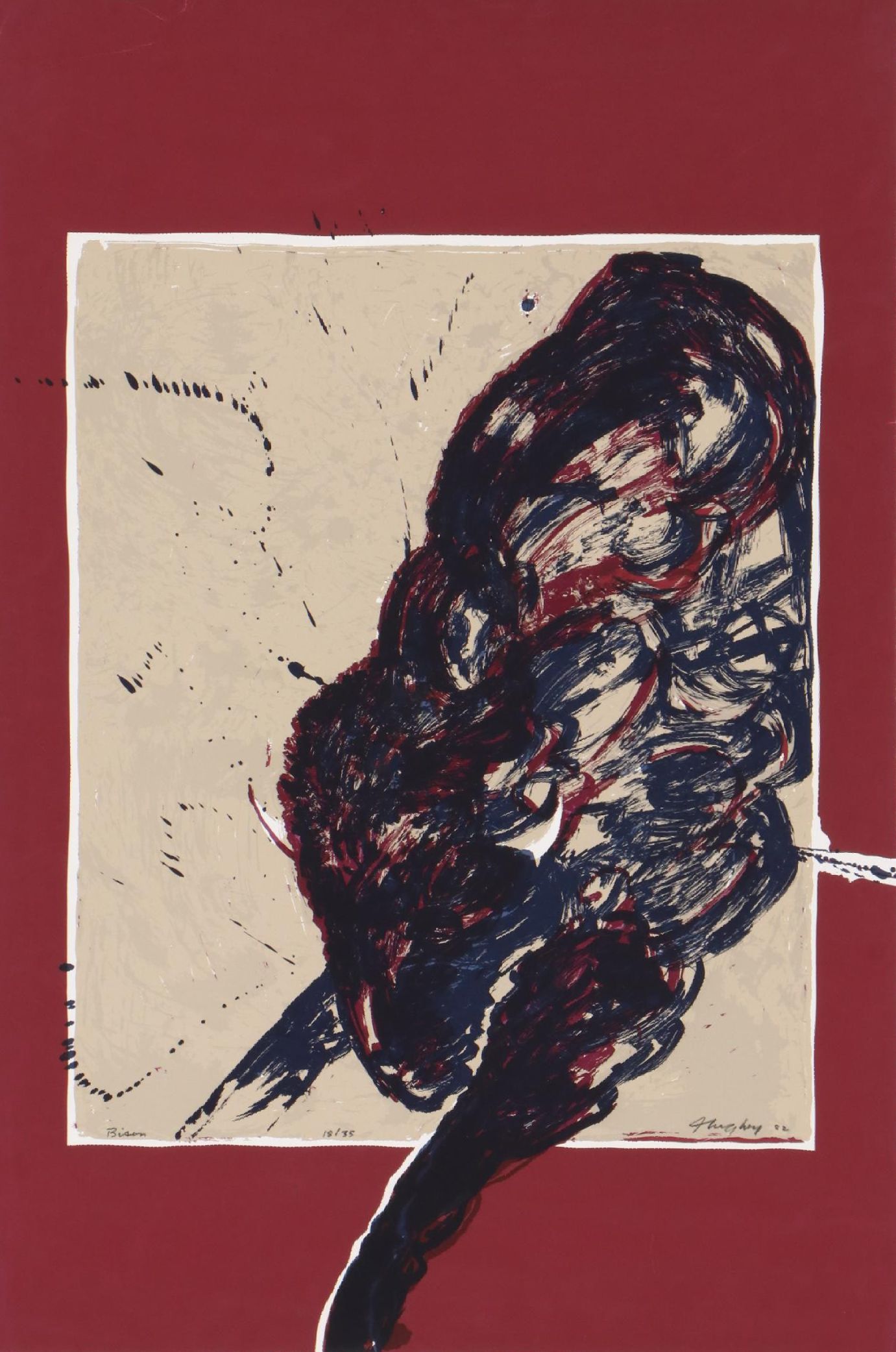 Kirk Hughey Serigraph "Bison," 1982
