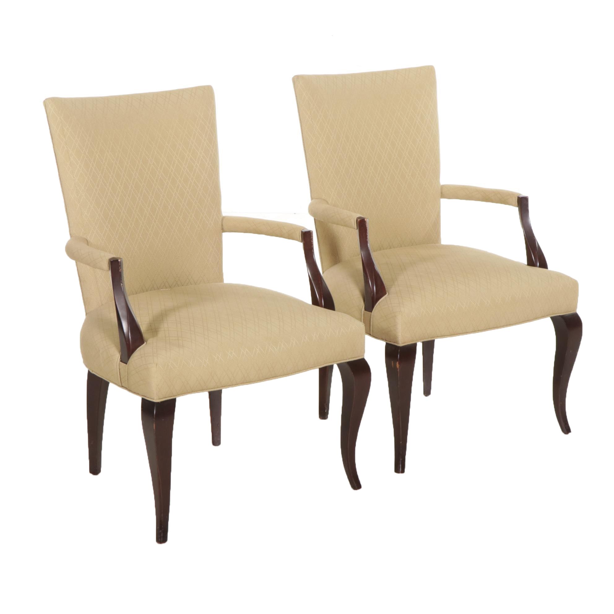 Pair of Barbara Barry for Baker Art Deco Style Armchairs