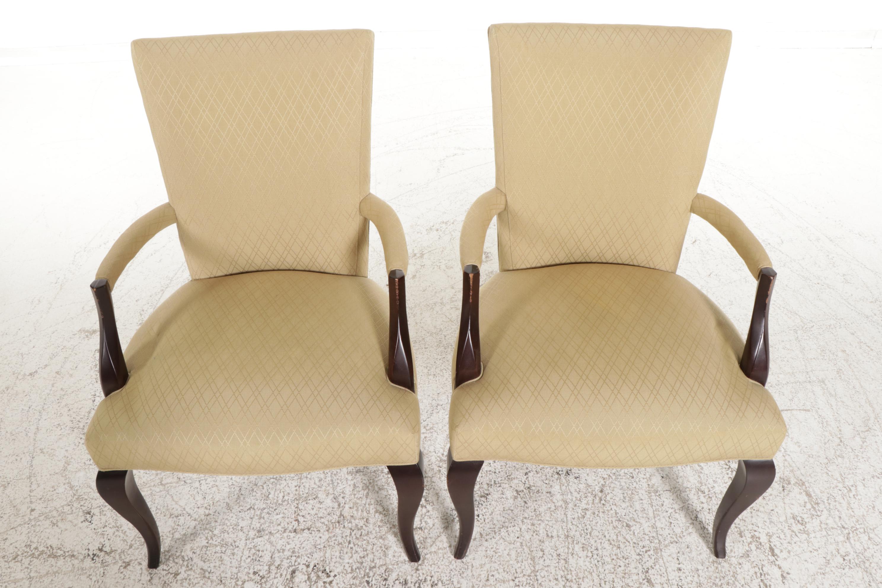 Pair of Barbara Barry for Baker Art Deco Style Armchairs