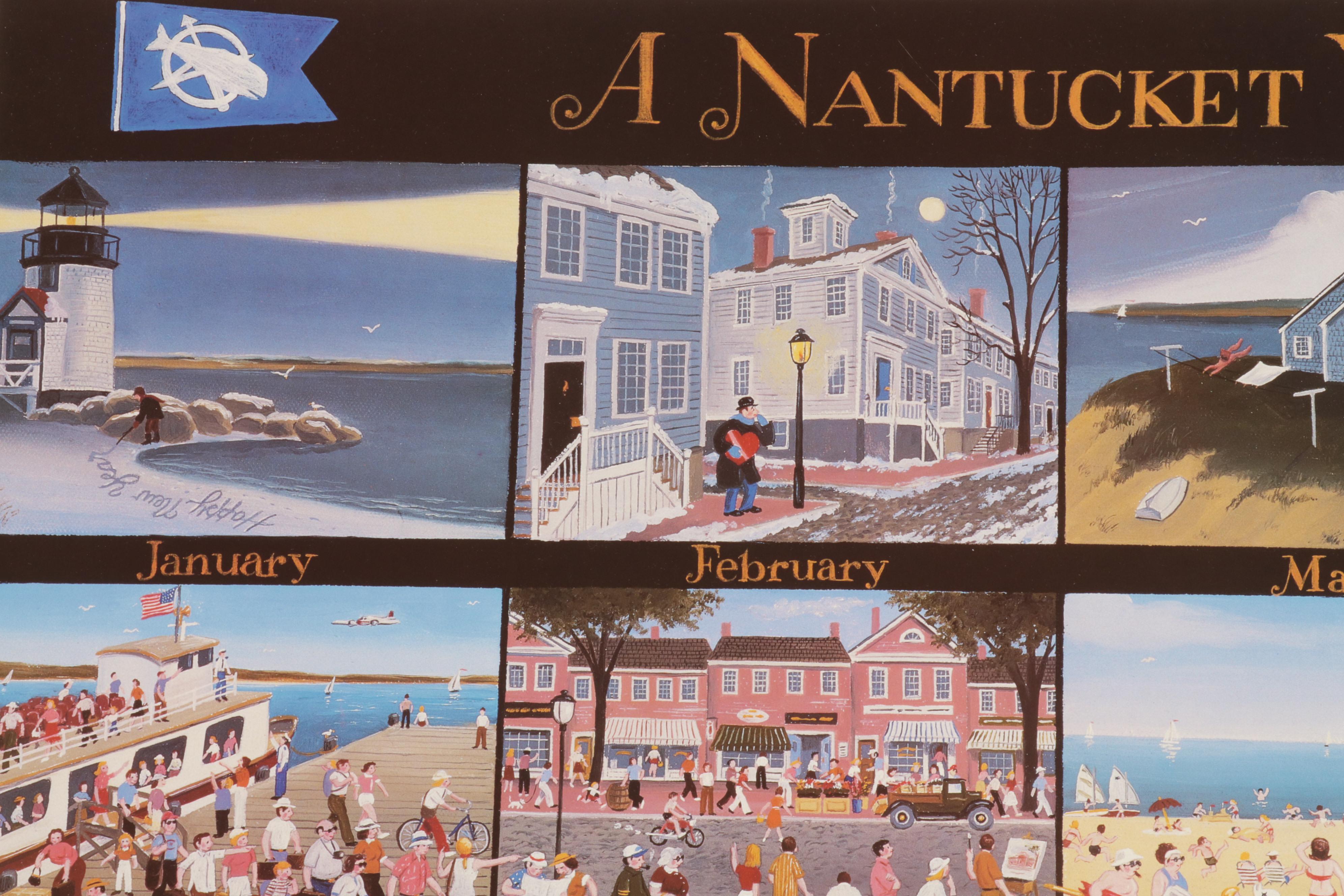 James Wallace Baker Offset Lithograph "A Nantucket Year," Circa 1986