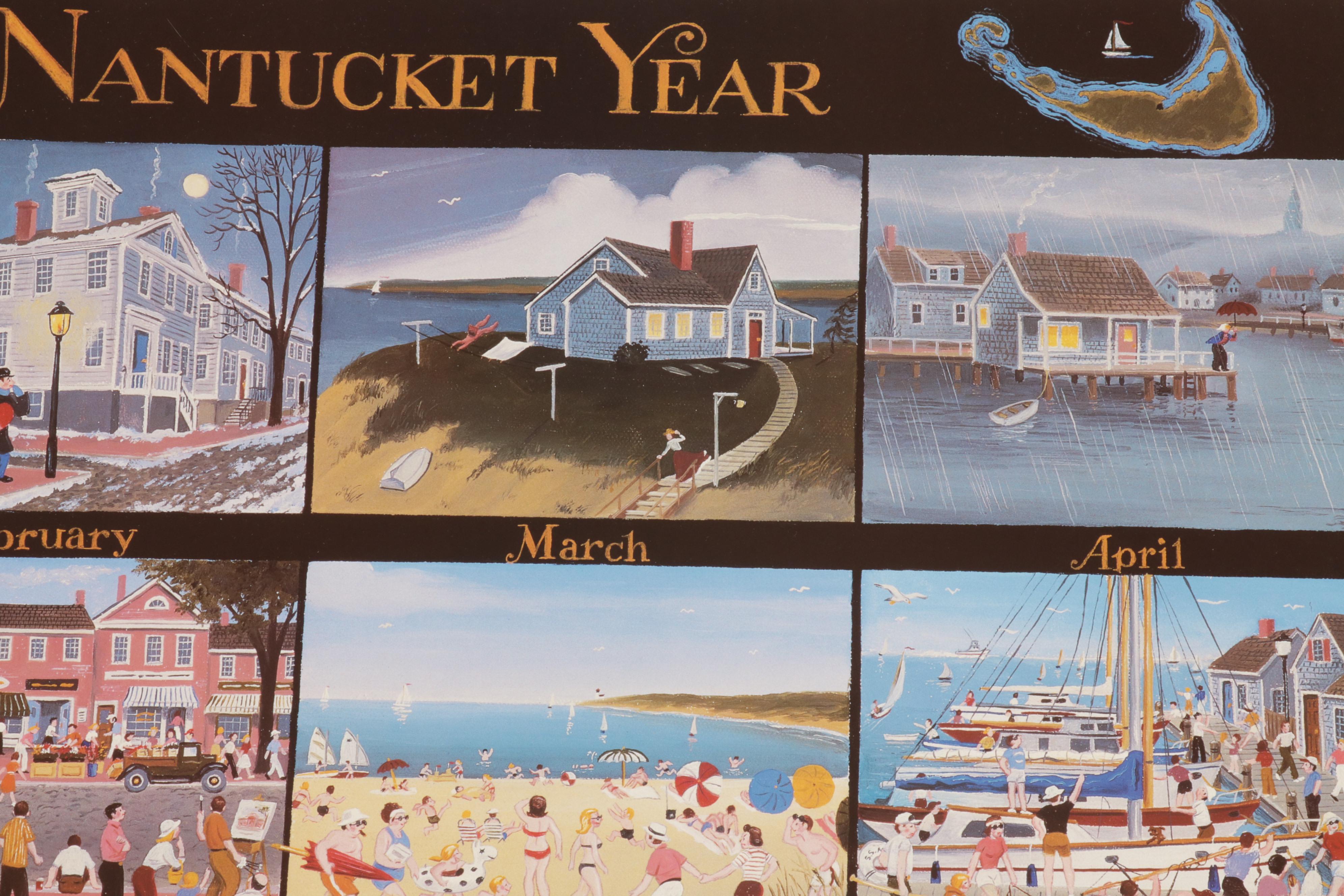 James Wallace Baker Offset Lithograph "A Nantucket Year," Circa 1986