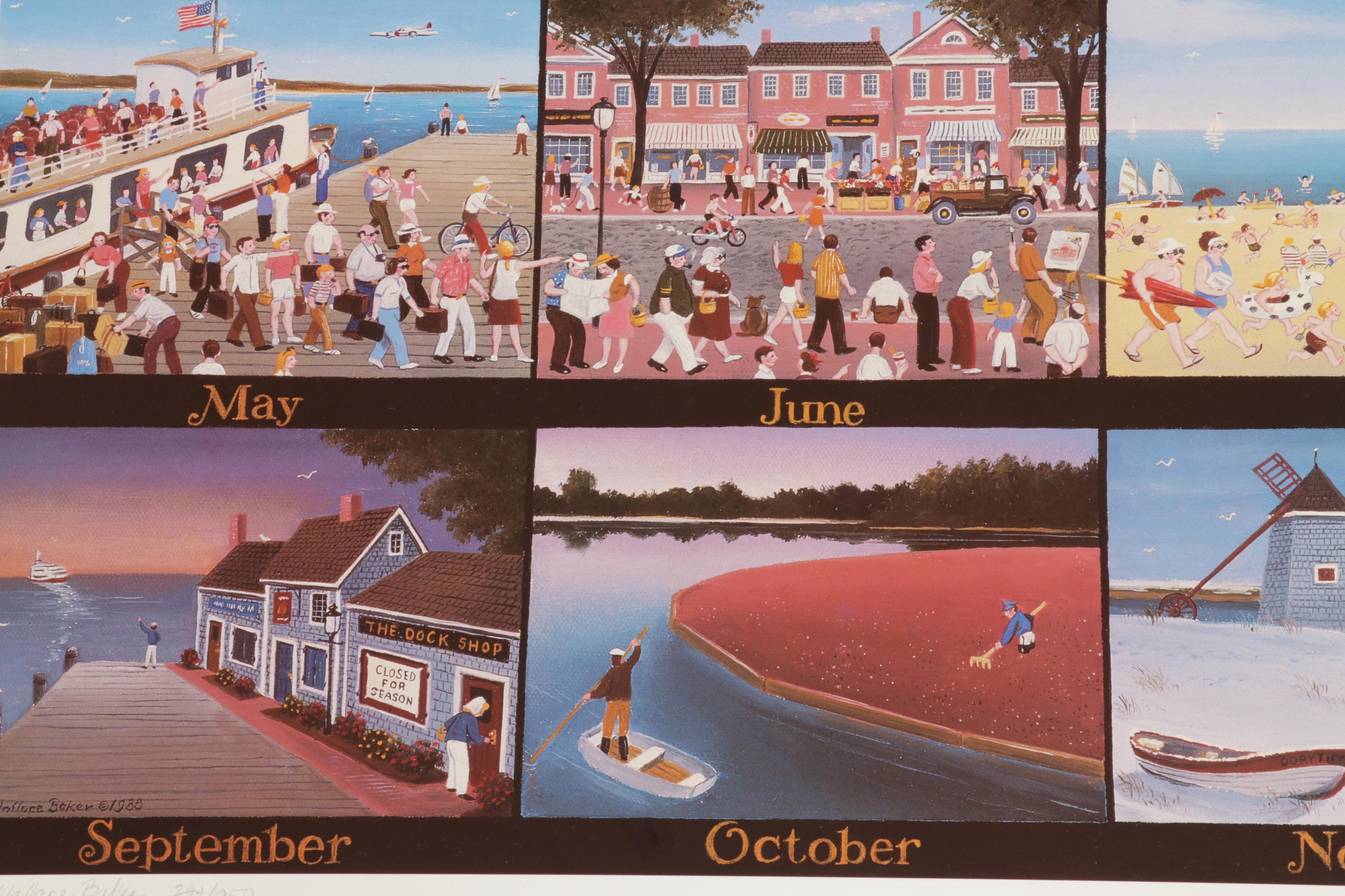 James Wallace Baker Offset Lithograph "A Nantucket Year," Circa 1986