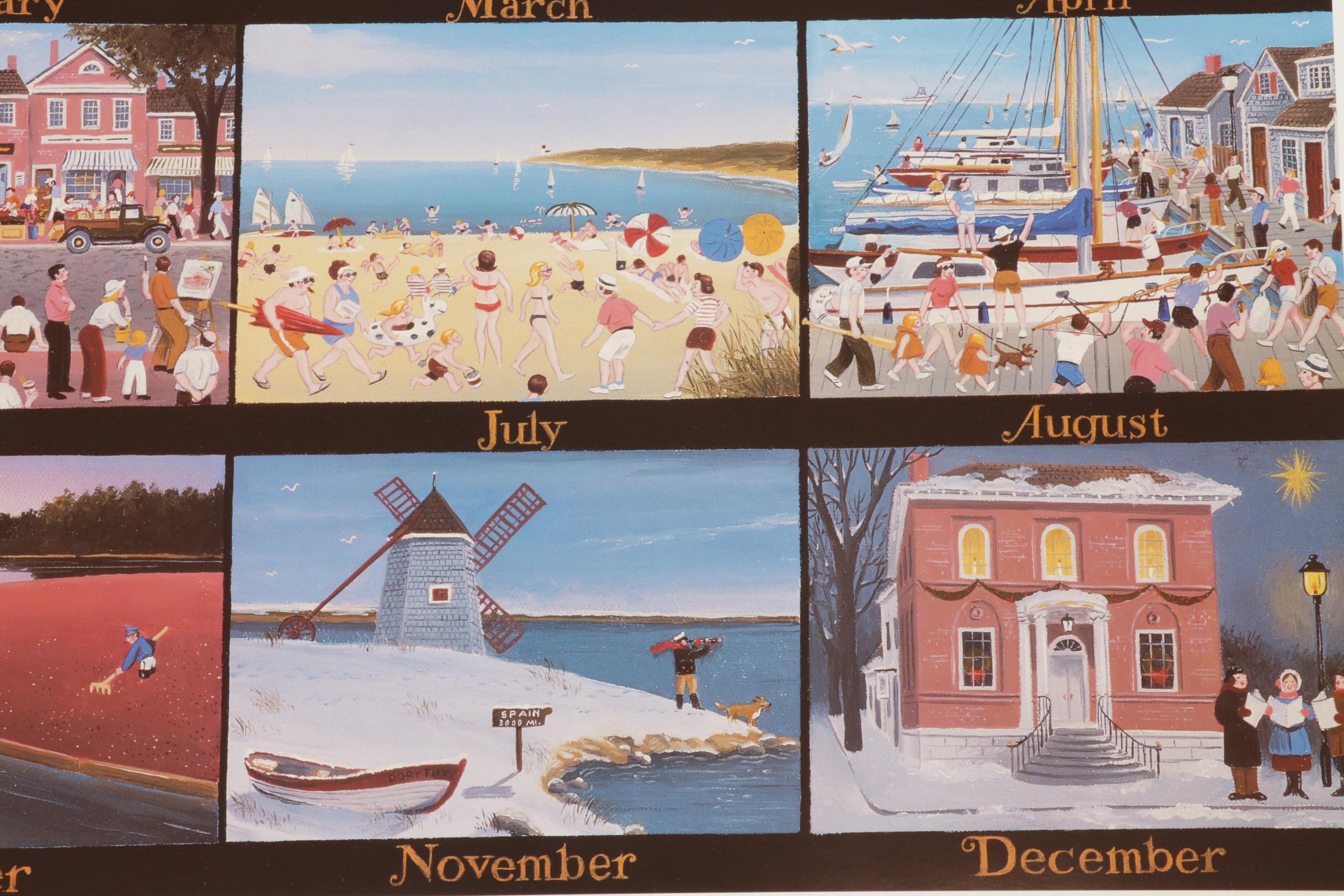 James Wallace Baker Offset Lithograph "A Nantucket Year," Circa 1986