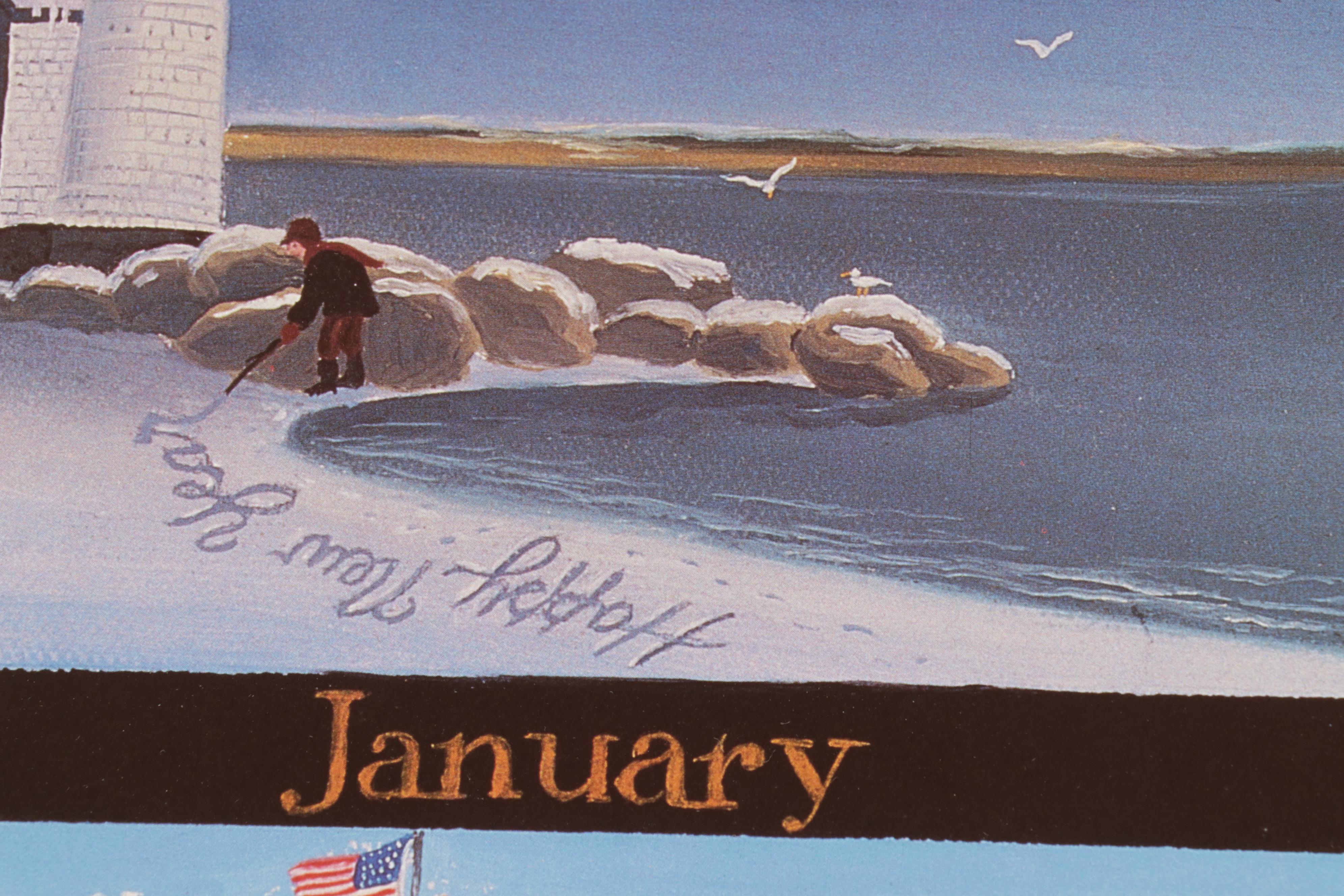 James Wallace Baker Offset Lithograph "A Nantucket Year," Circa 1986