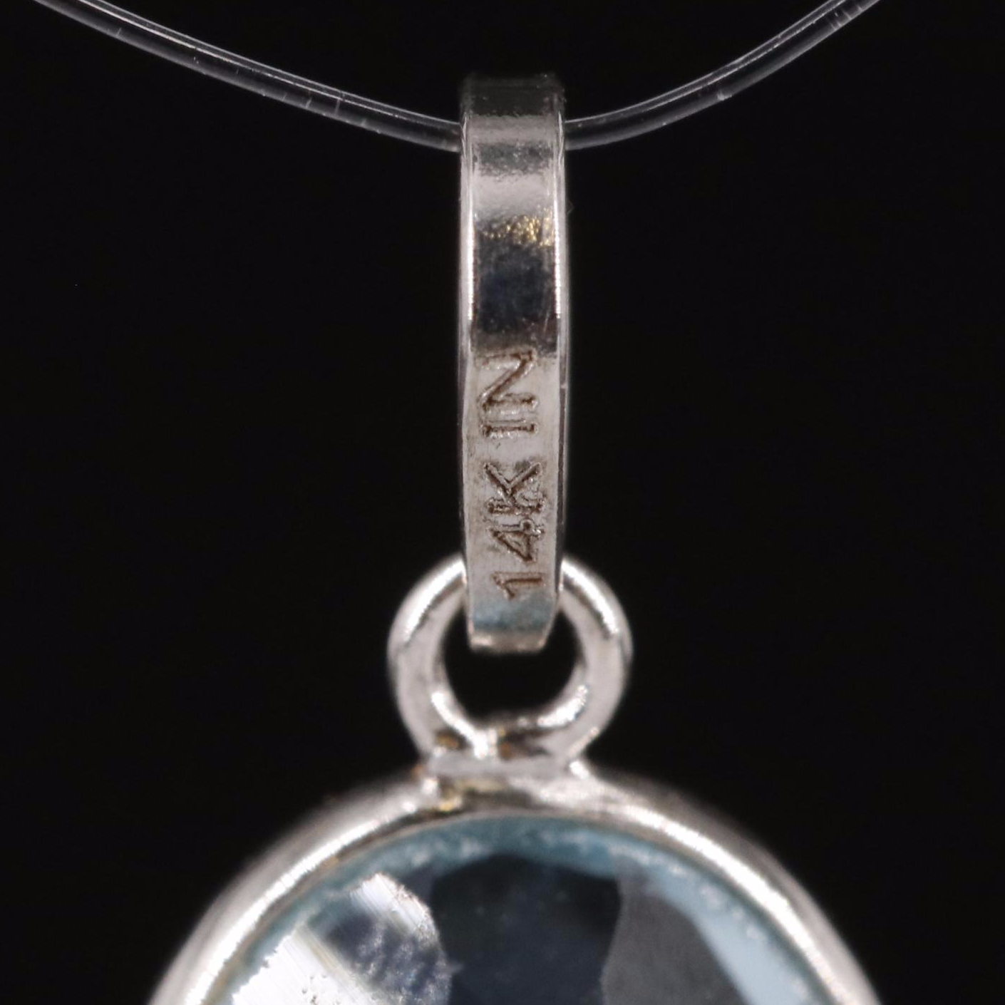 14K Blue Topaz Pendant