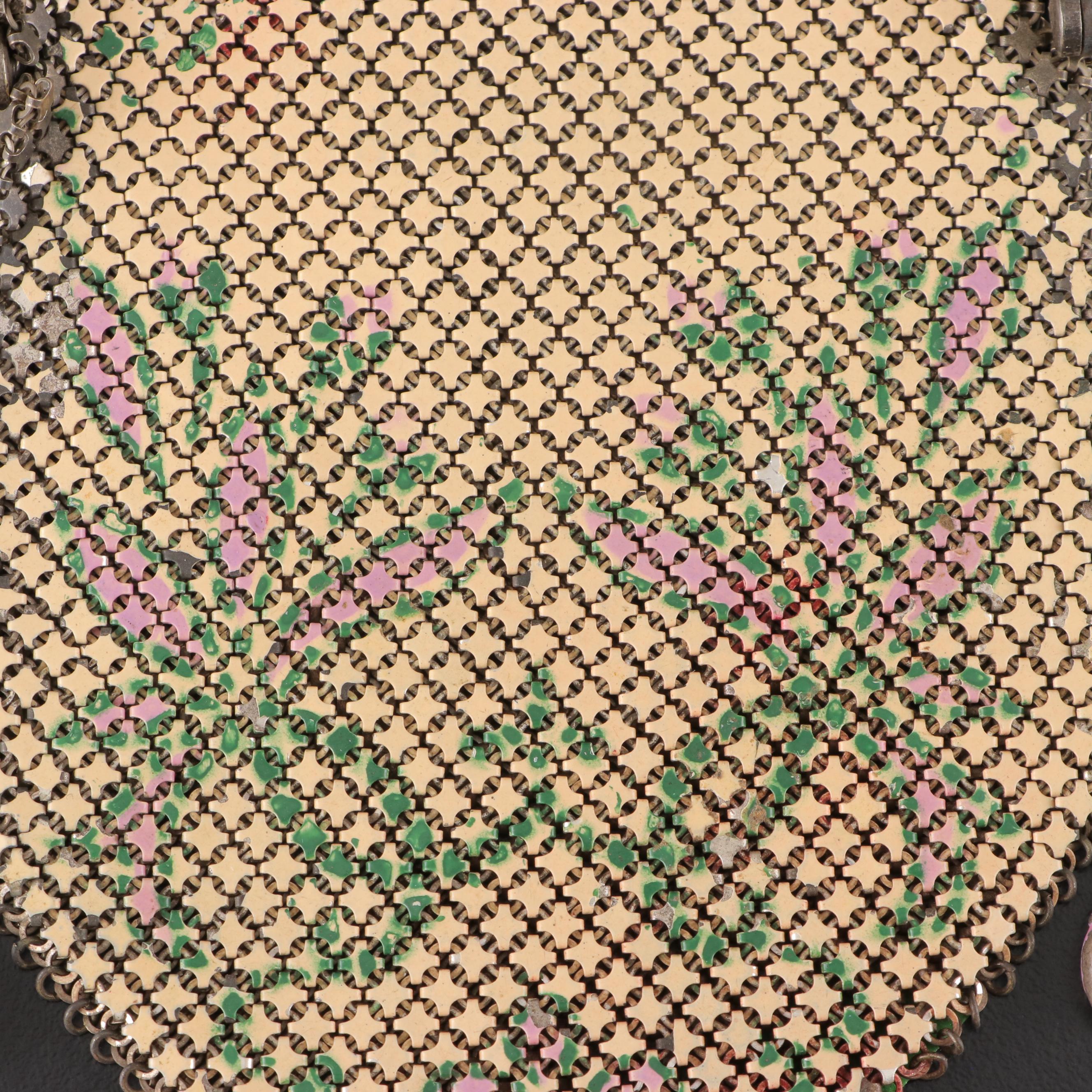 Mandalian Mfg. Co. Floral Metal and Enamel Mesh Frame Bag