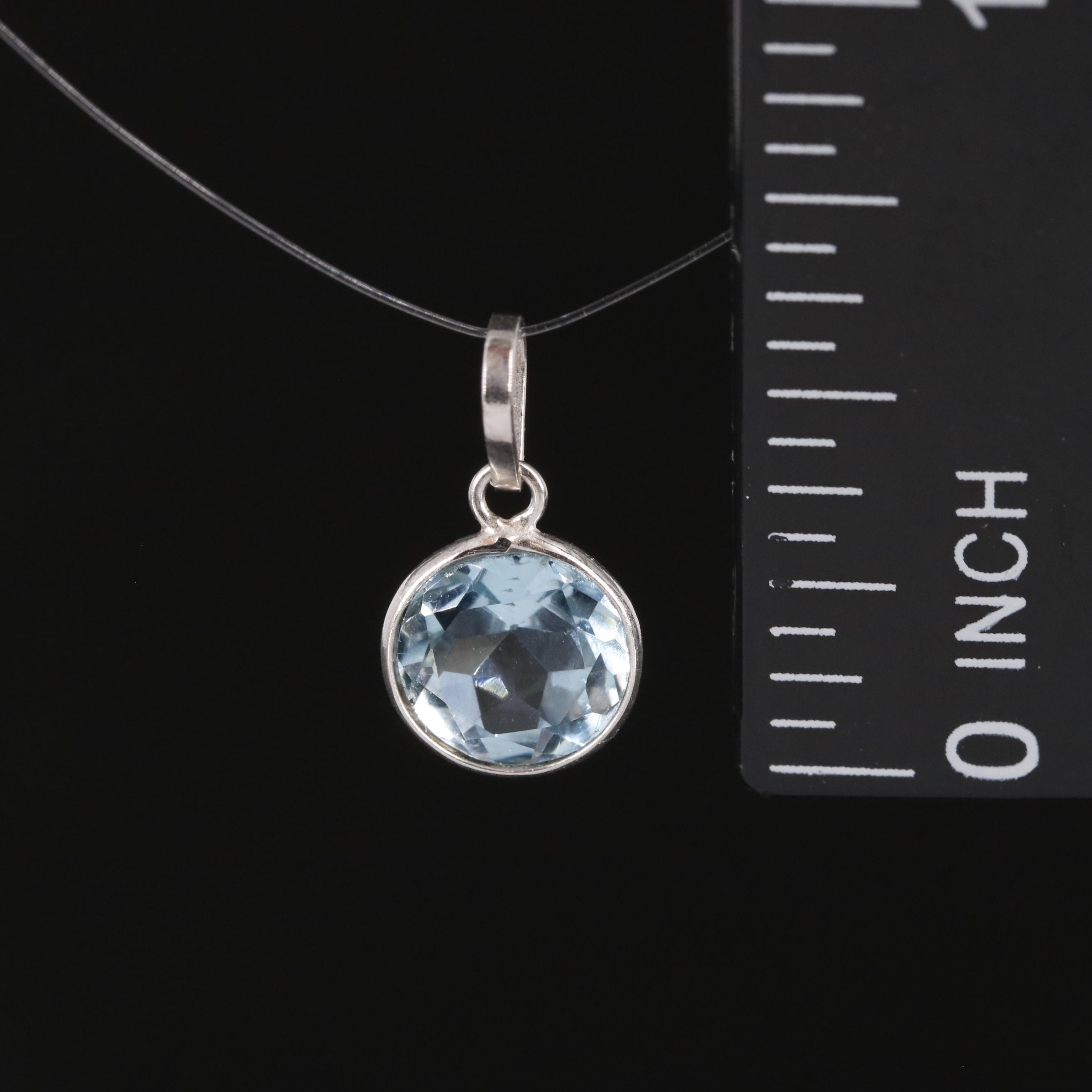 14K Blue Topaz Pendant