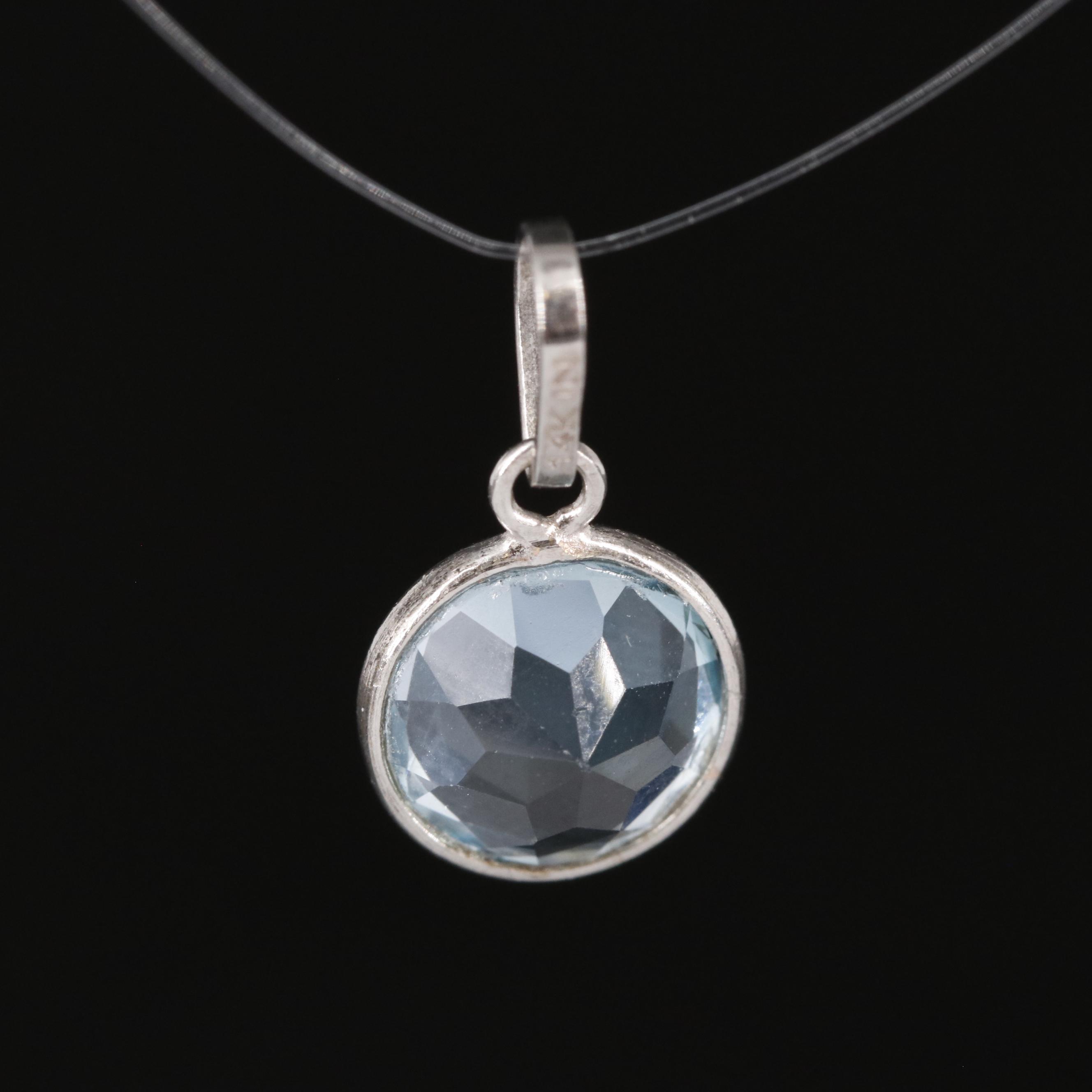 14K Blue Topaz Pendant