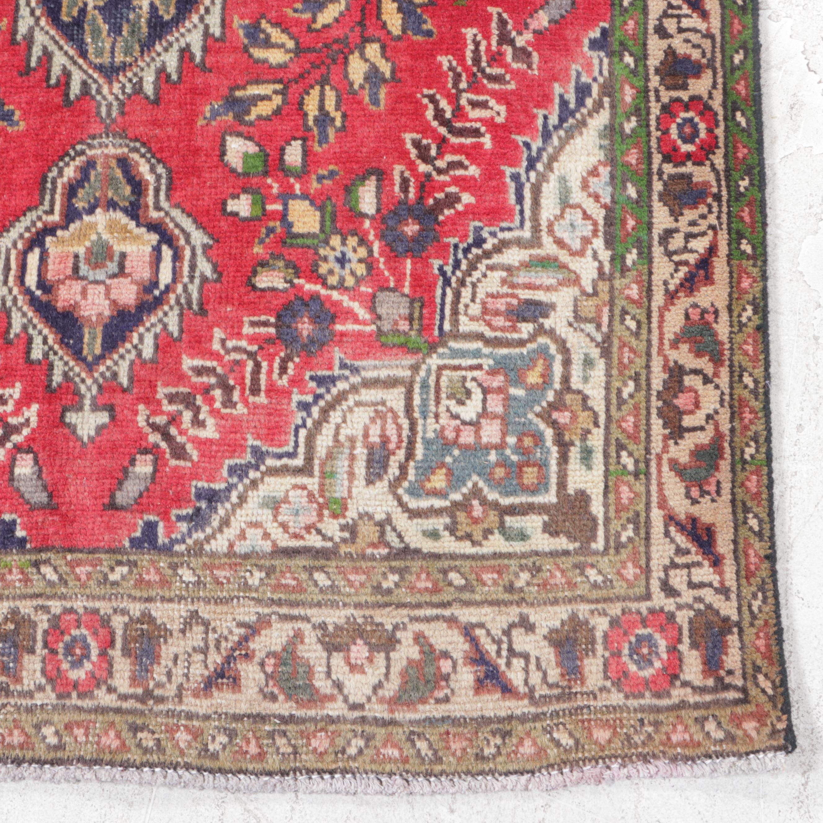 3'2 x 4'10 Hand-Knotted Persian Yazd Accent Rug