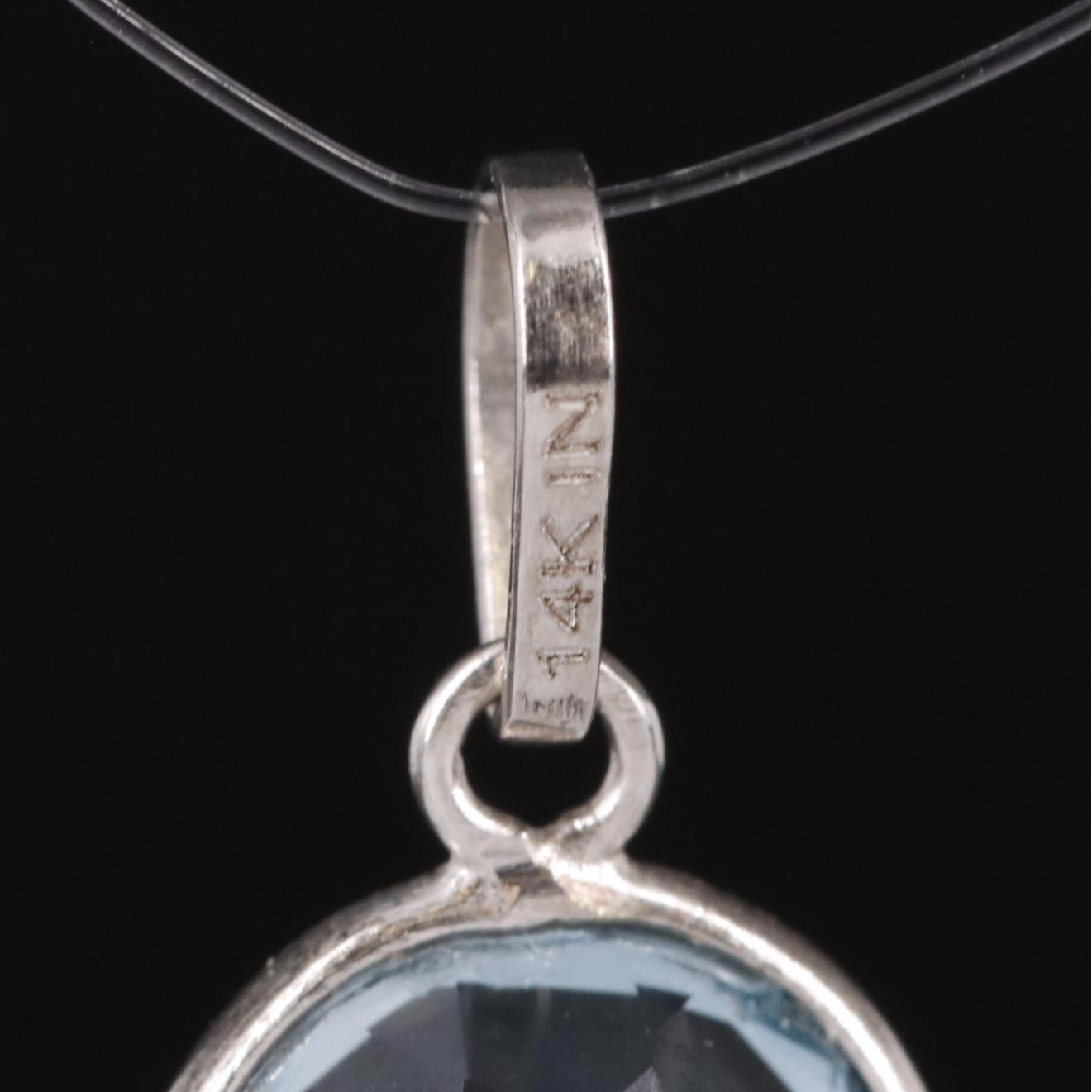 14K Blue Topaz Pendant