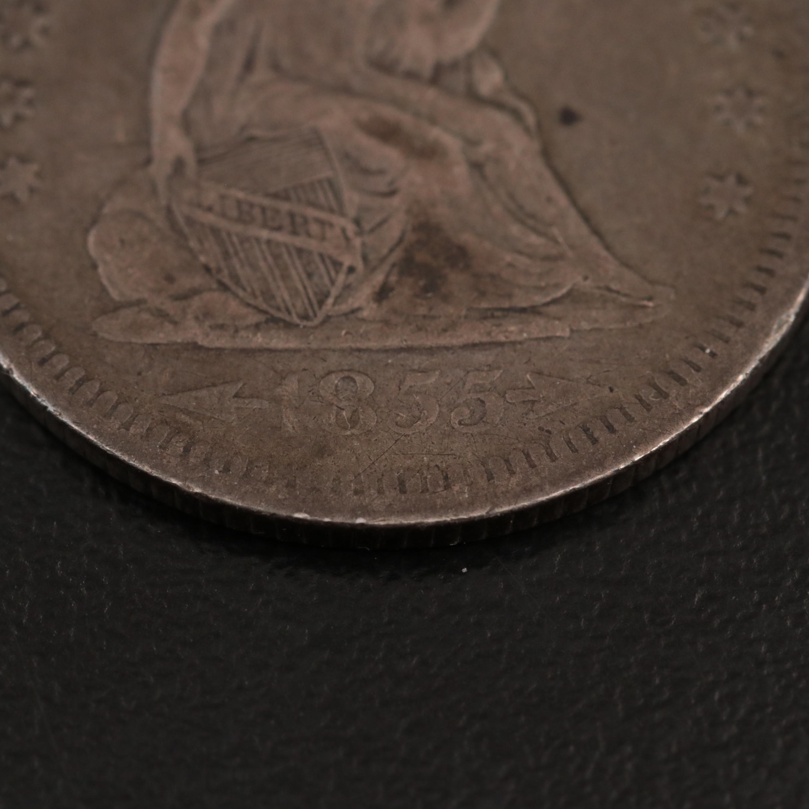 1855 w/Arrows, Seated Liberty Silver Quarter Dollar
