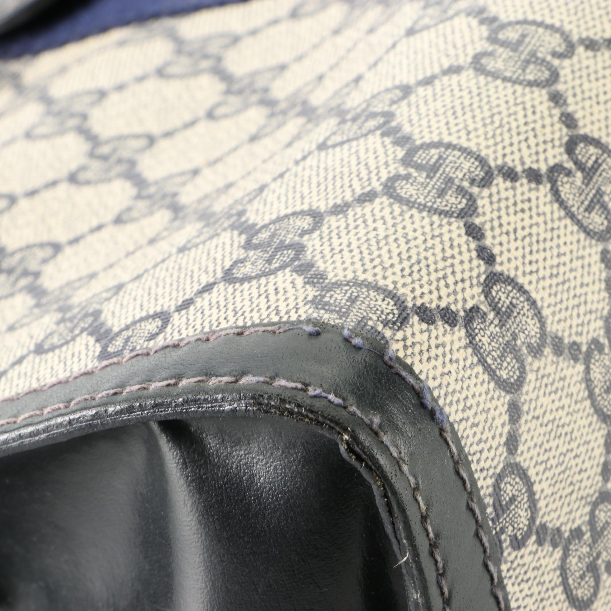 Gucci Parfums Clutch in Navy GG Supreme Canvas and Leather with Web Stripe