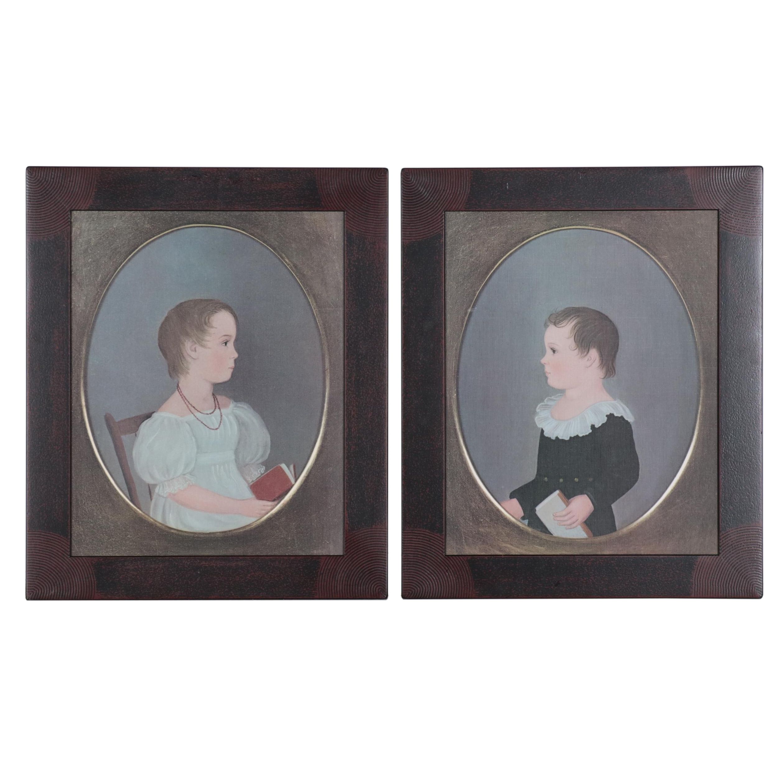 Offset Lithographs After Folk Art Portraits of Children