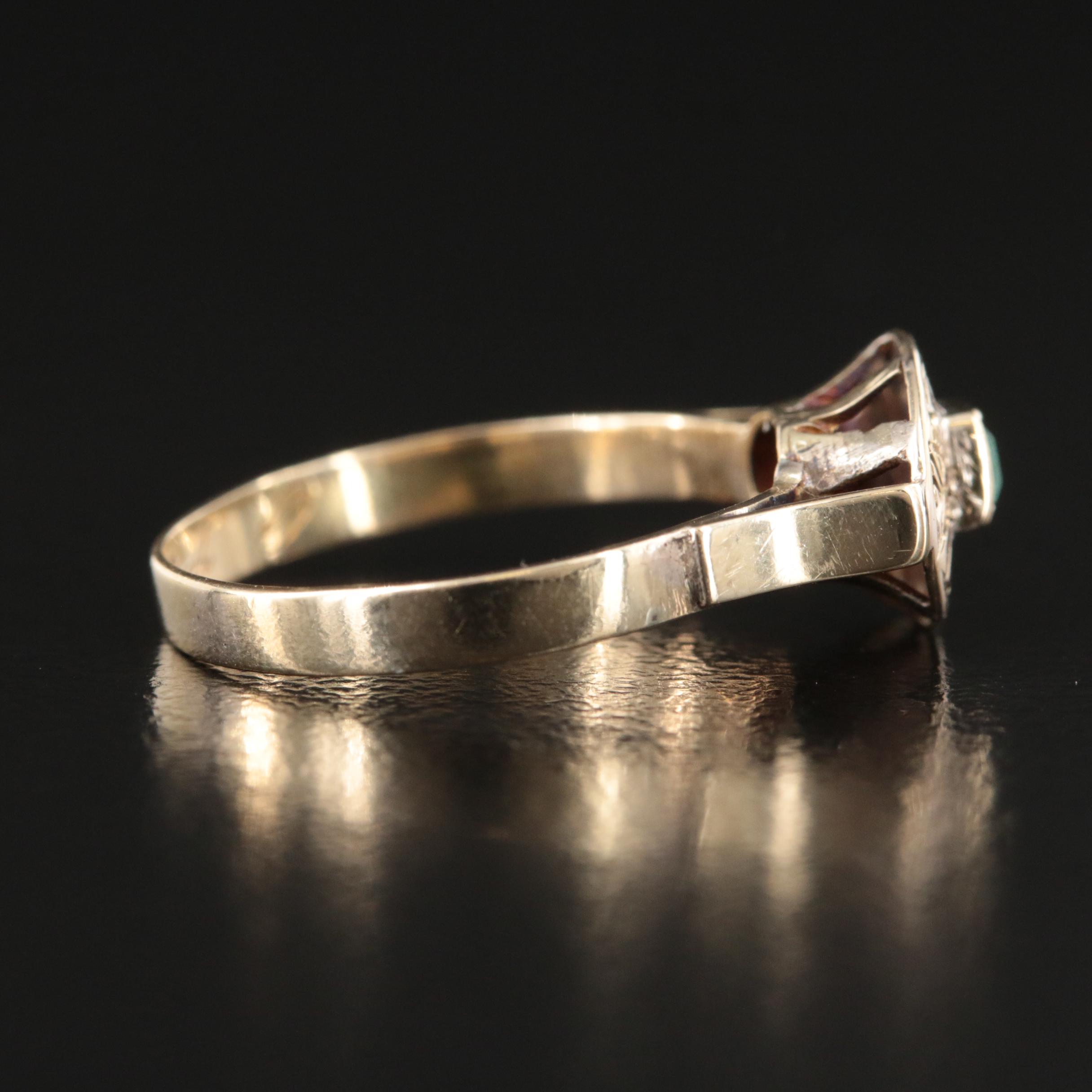 Antique 10K Emerald Ring with Engraved Details