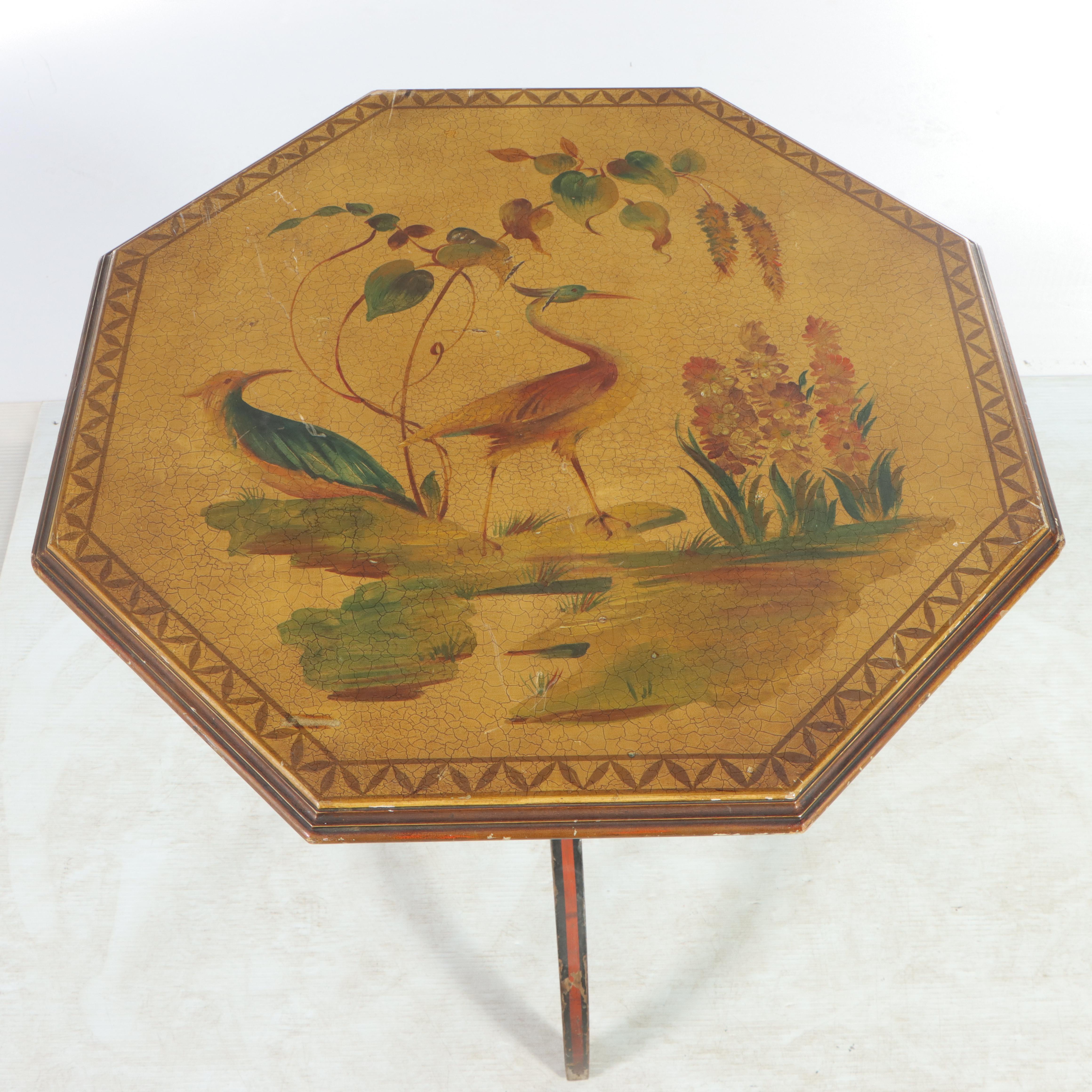 Neoclassical Style Paint-Decorated Tilt-Top Table, Early to Mid 20th Century