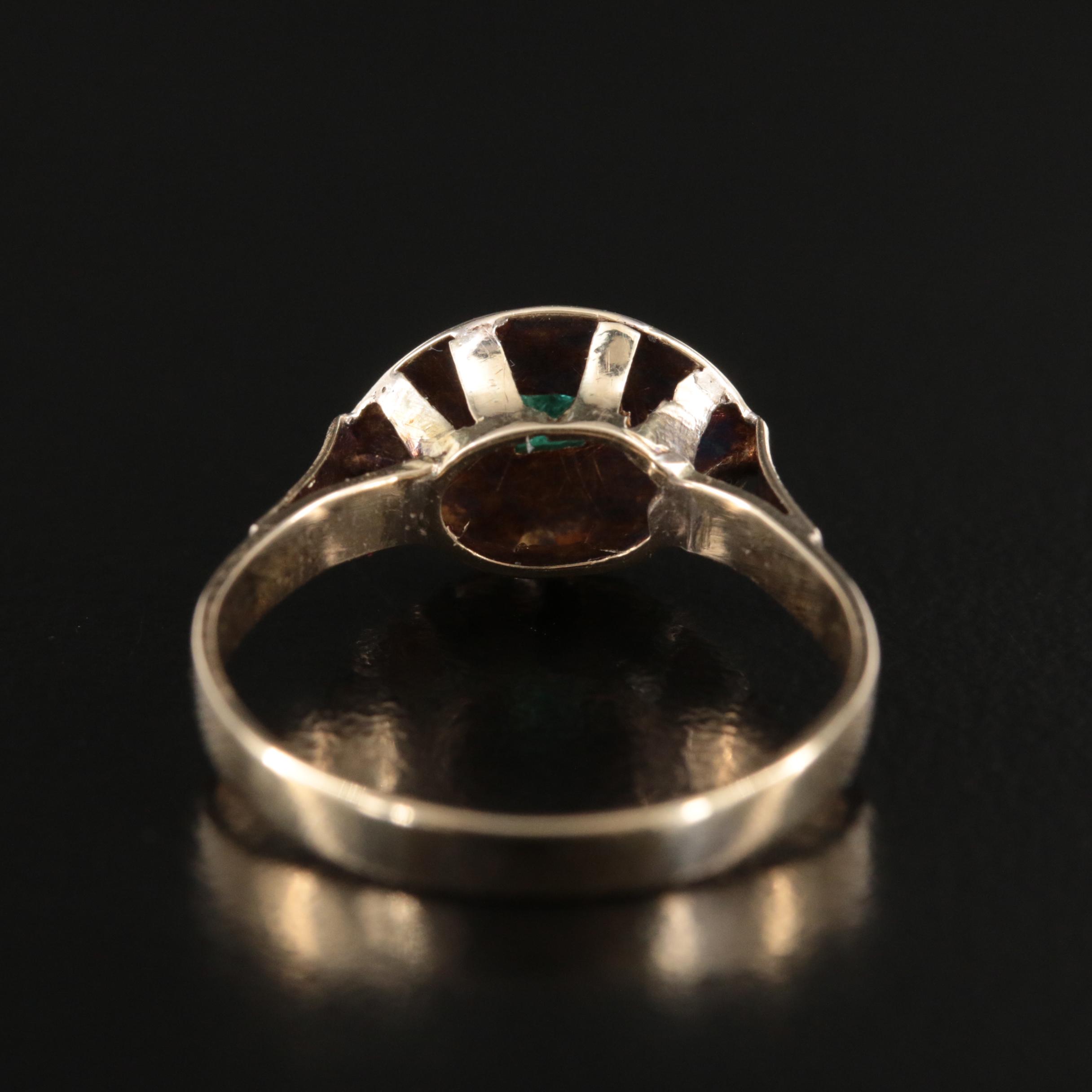 Antique 10K Emerald Ring with Engraved Details