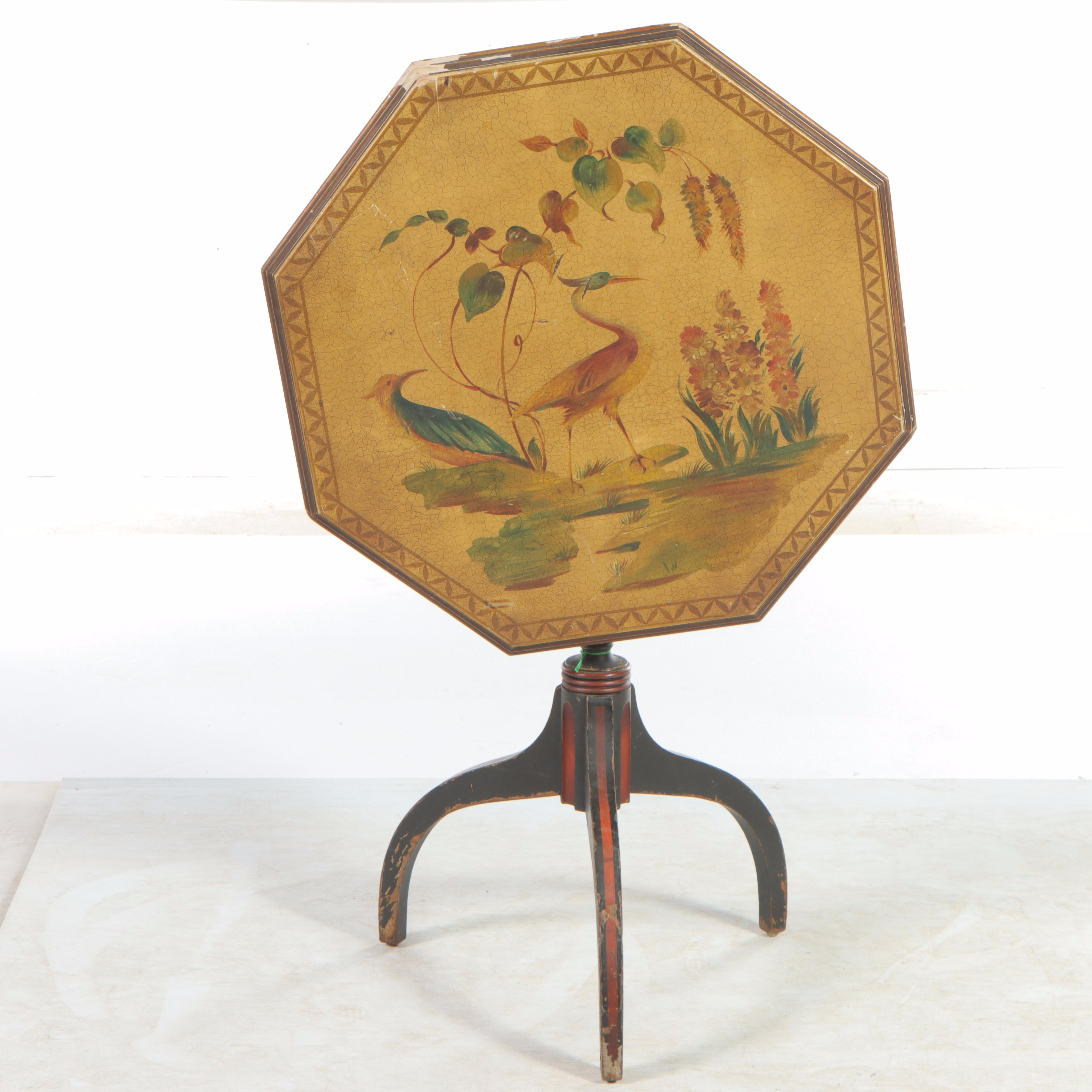 Neoclassical Style Paint-Decorated Tilt-Top Table, Early to Mid 20th Century