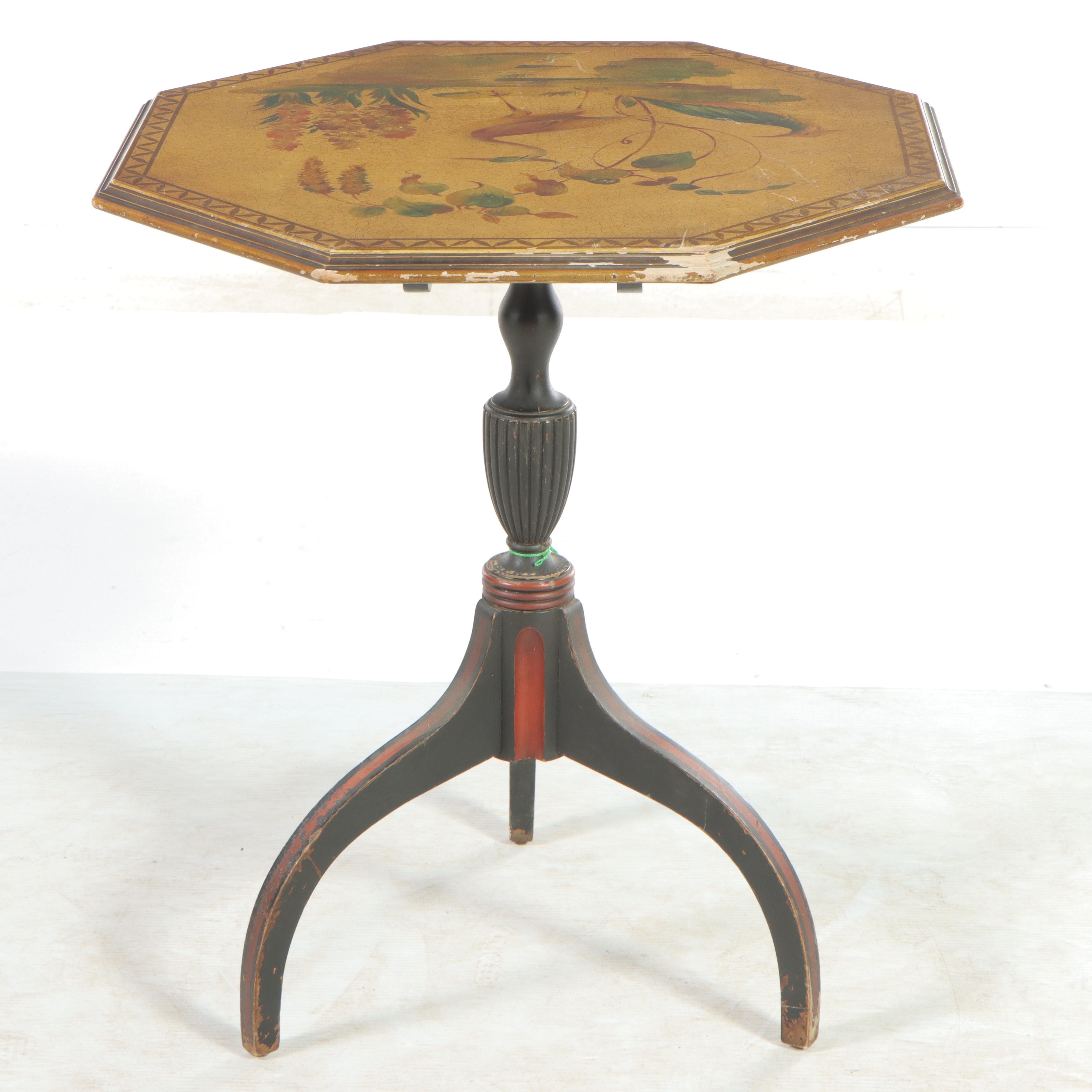 Neoclassical Style Paint-Decorated Tilt-Top Table, Early to Mid 20th Century